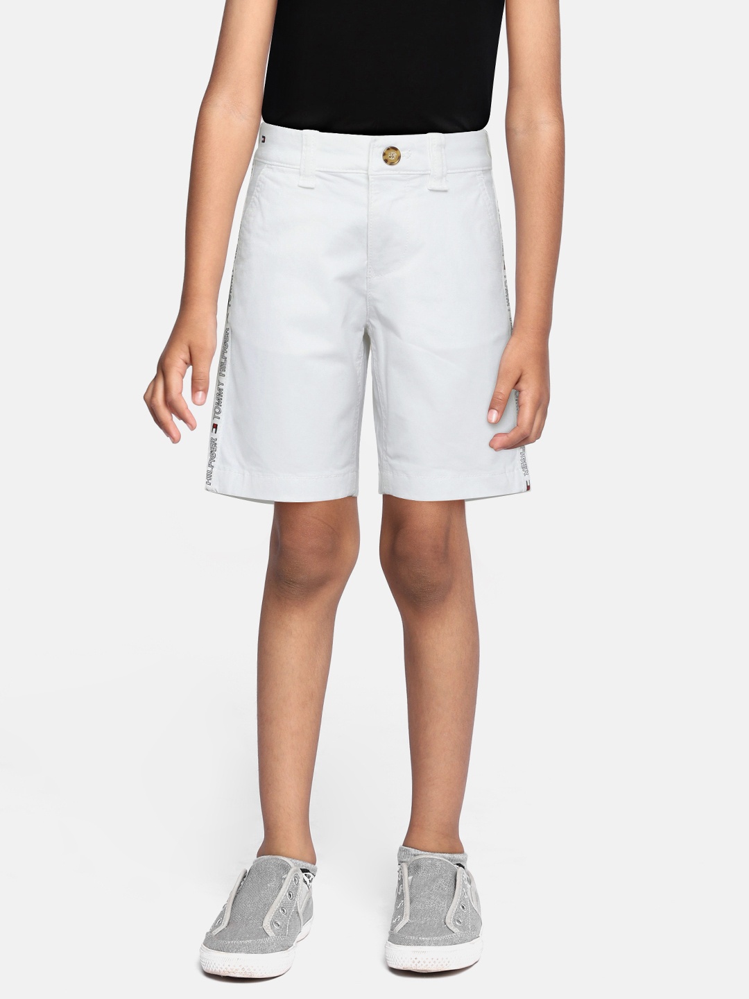 

Tommy Hilfiger Boys White Solid with Typography Print Shorts
