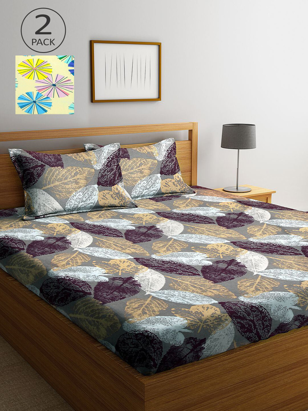

KLOTTHE Multicoloured Floral 210 TC 2 King Bedsheet with 4 Pillow Covers, Multi