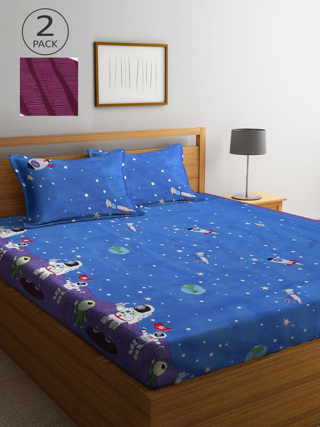 

KLOTTHE Multicoloured Geometric 210 TC 2 King Bedsheet with 4 Pillow Covers, Multi