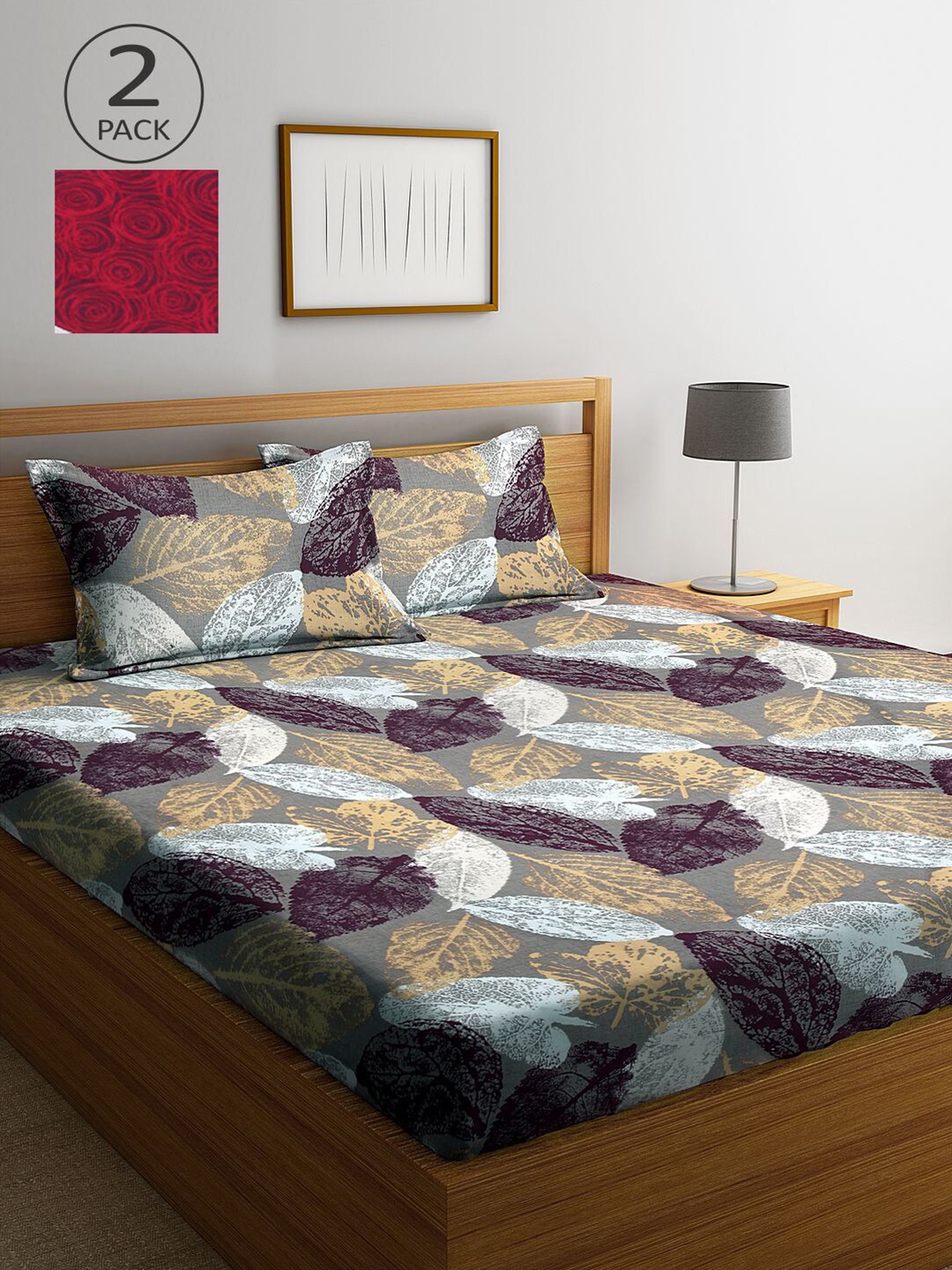 

KLOTTHE Multicoloured Floral 210 TC 2 King Bedsheet with 4 Pillow Covers, Multi
