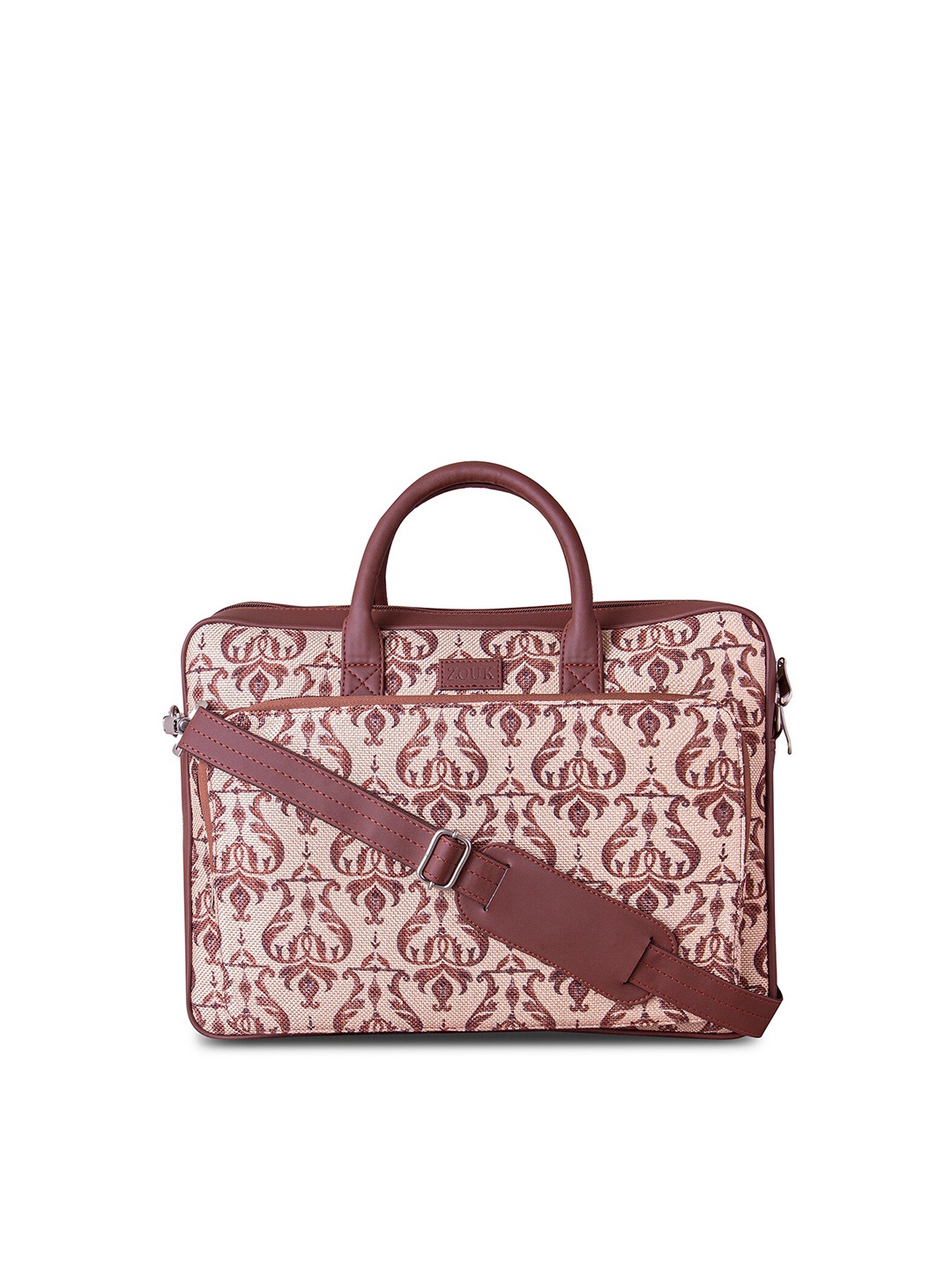 

ZOUK Unisex Brown & Beige Printed Laptop Bag