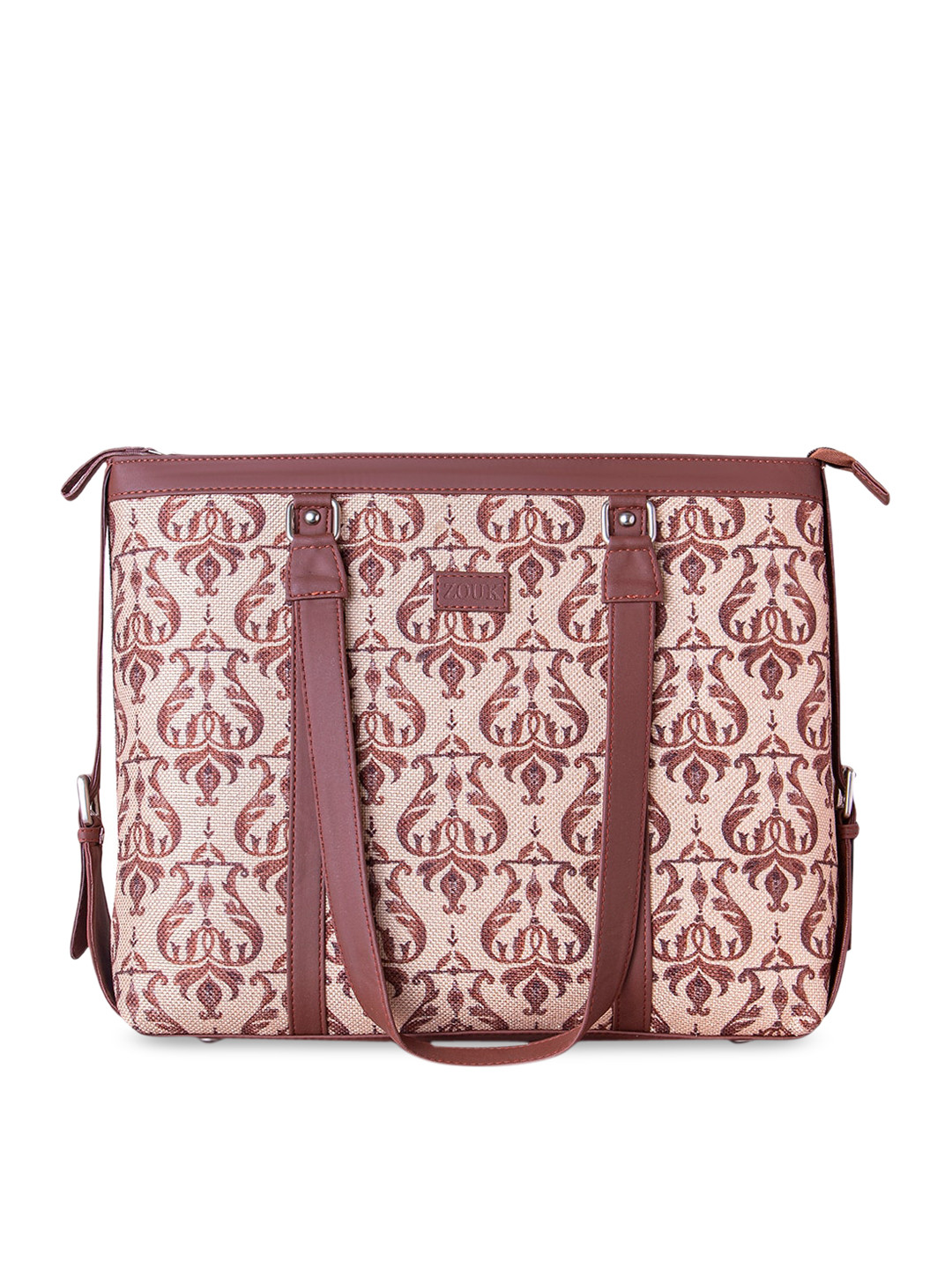 

ZOUK Brown Floral Printed Structured Laptop Bag