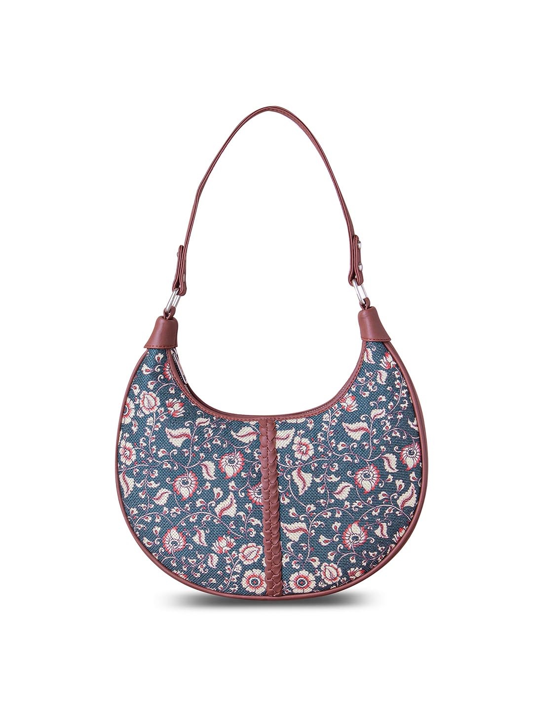 

Zouk Chittoor Blue Kalamkari Floral Dark Blue Hobo Bag