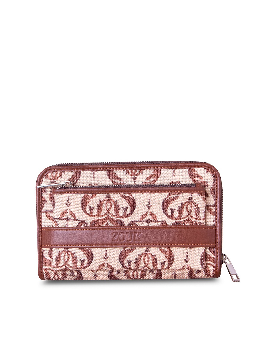 

ZOUK Women Ethnic Motifs Printed Zip Around Wallet, Beige
