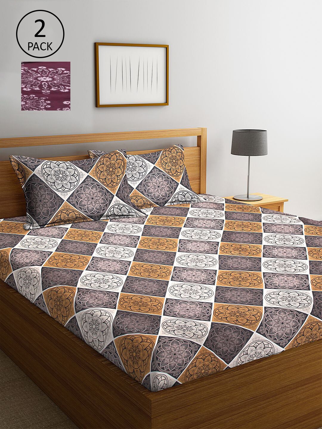

KLOTTHE Multicoloured Floral 210 TC 2 King Bedsheet with 4 Pillow Covers, Multi
