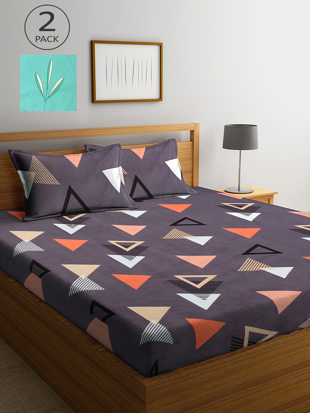 

KLOTTHE Geometric 210 TC 2 King Bedsheet with 4 Pillow Covers, Multi