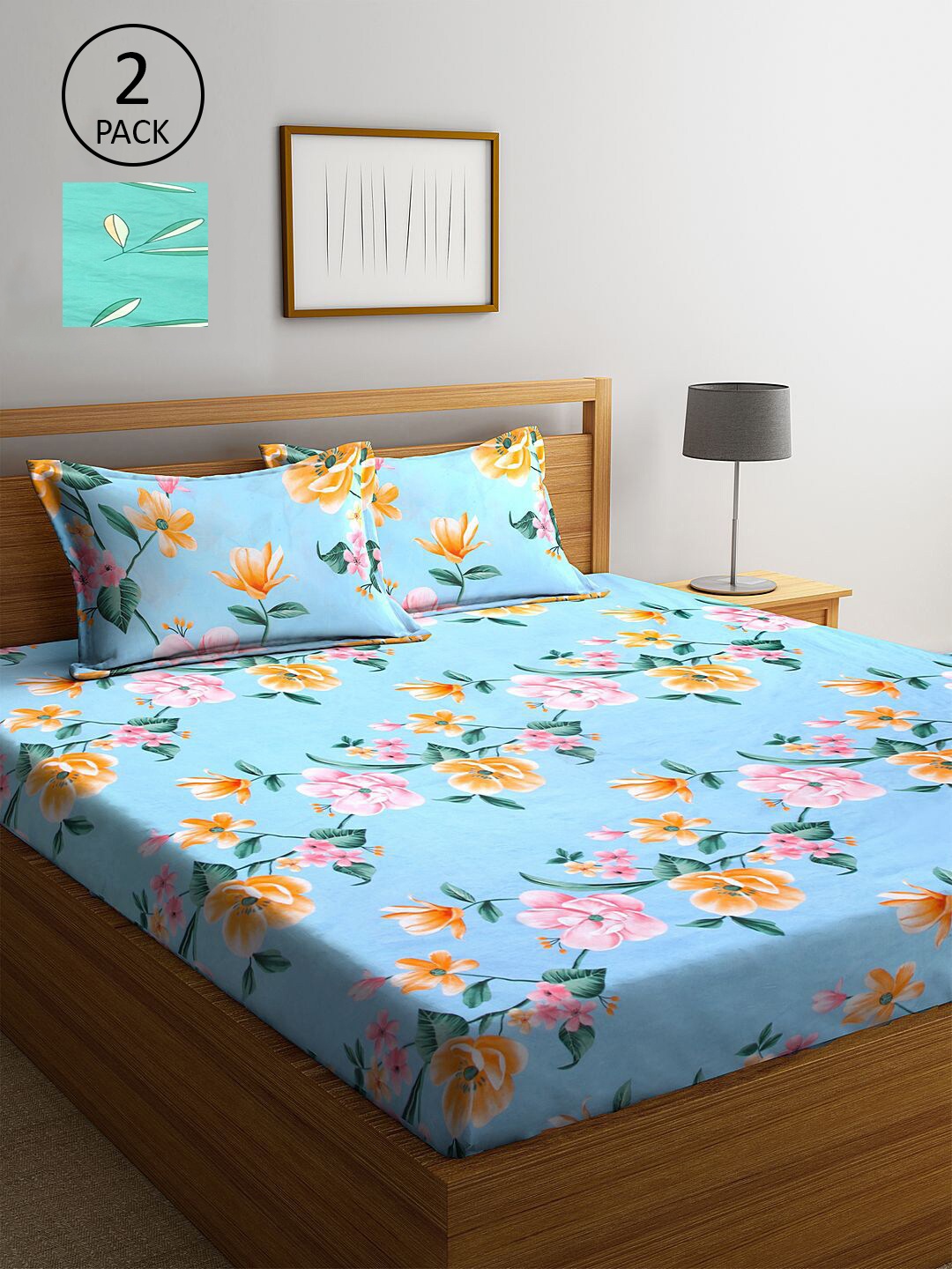 

KLOTTHE Floral 210 TC 2 King Bedsheet with 4 Pillow Covers, Multi