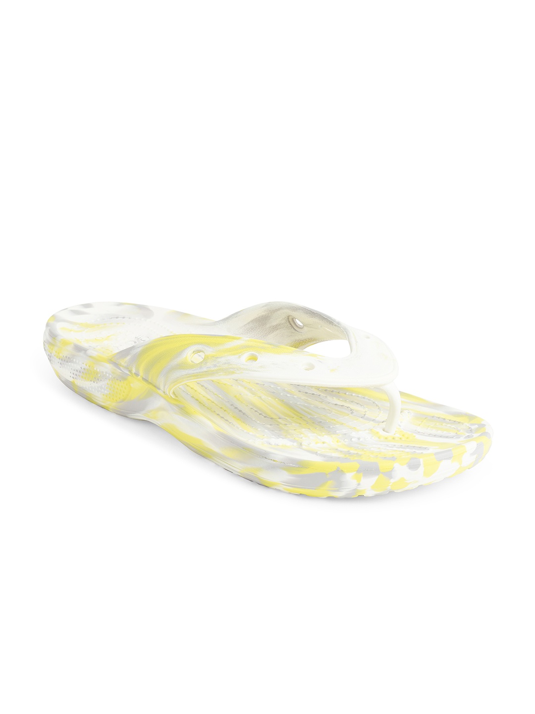 

Crocs Unisex White & Green Abstract Print Croslite Thong Flip-Flops