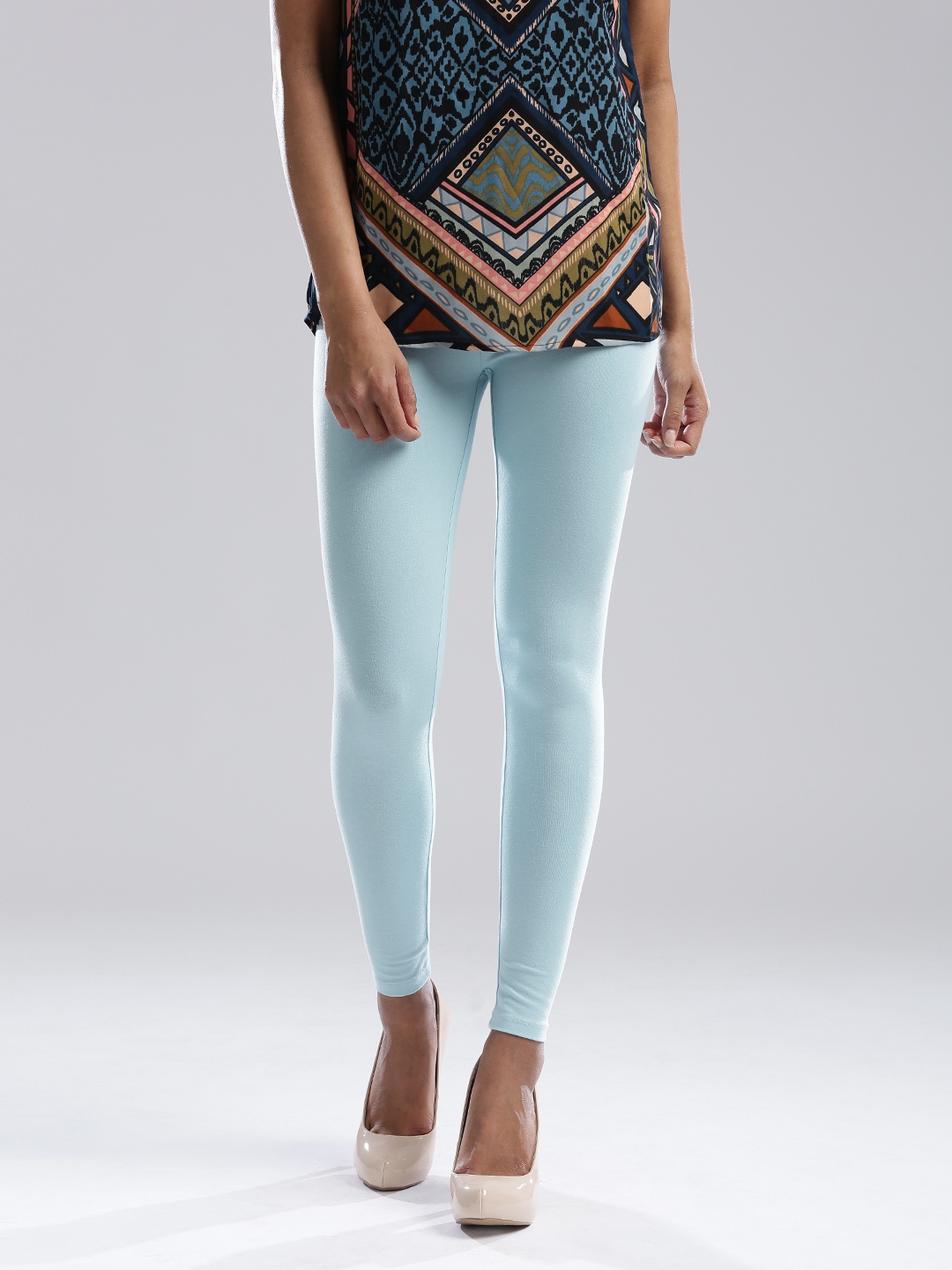 

W Blue Ankle-Length Leggings