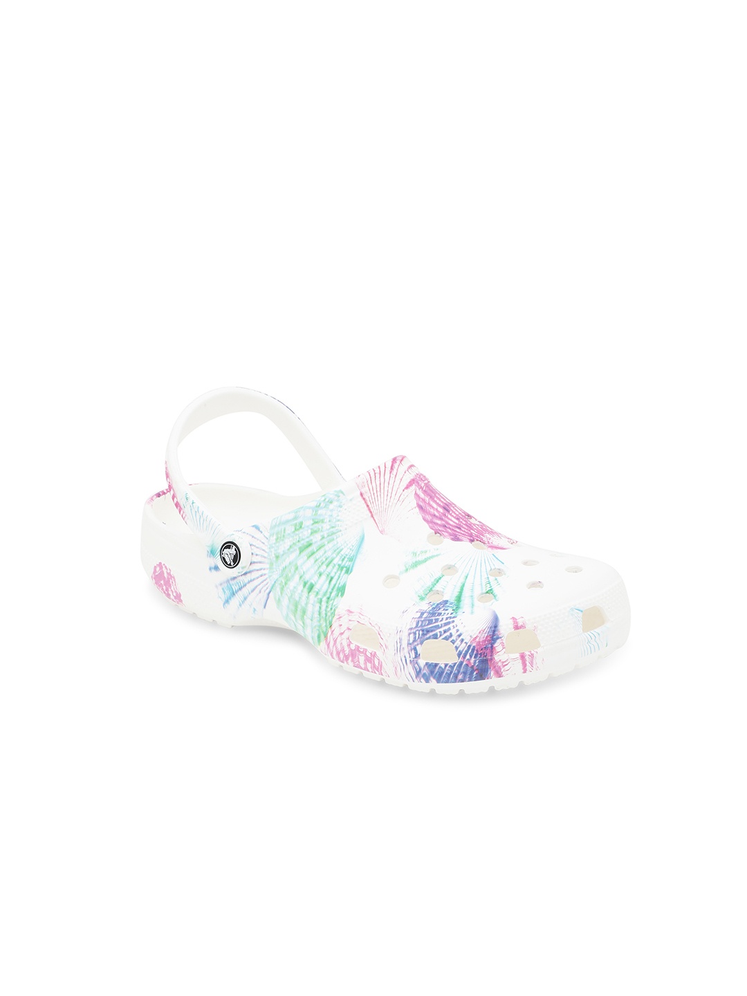 

Crocs Unisex White Printed Classic Cyber Beach Clogs