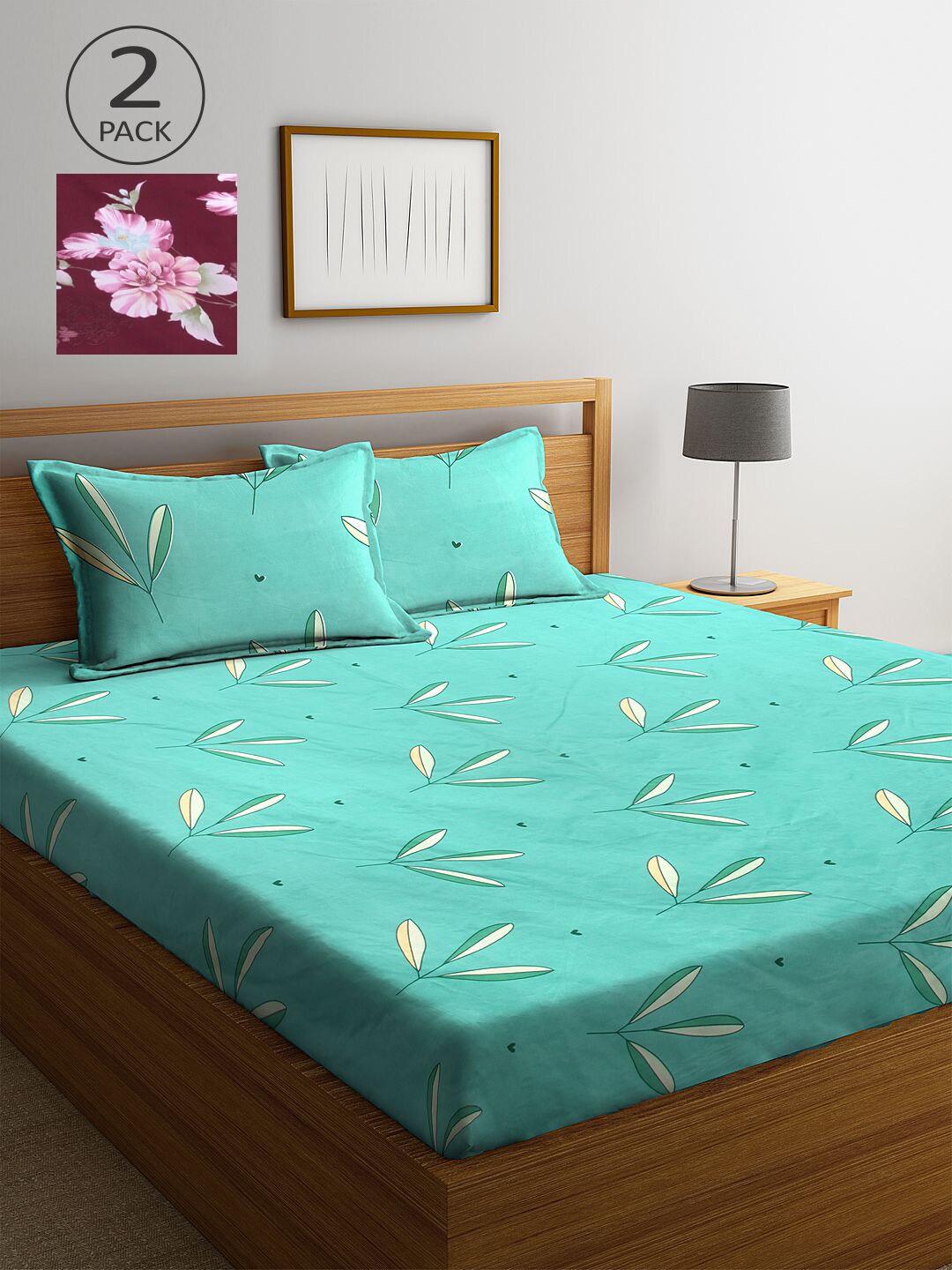 

KLOTTHE Multicoloured Floral 210 TC 2 King Bedsheet with 4 Pillow Covers, Multi
