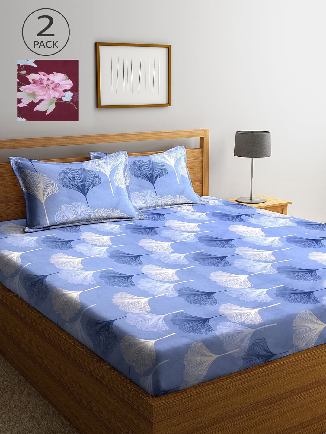 

KLOTTHE Multicoloured Floral 210 TC 2 King Bedsheet with 4 Pillow Covers, Multi