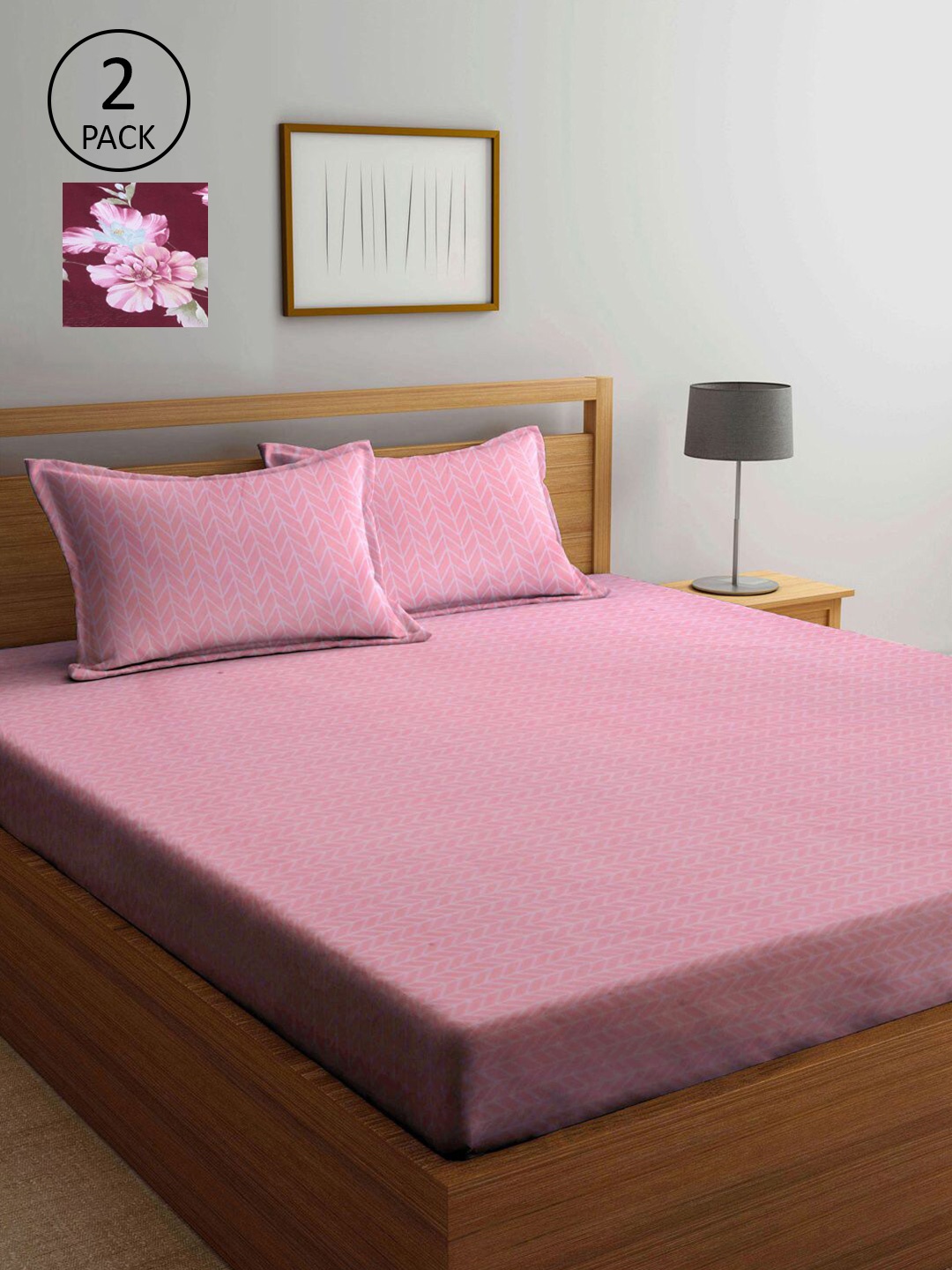 

KLOTTHE Multicoloured Geometric 210 TC 2 King Bedsheet with 4 Pillow Covers, Multi