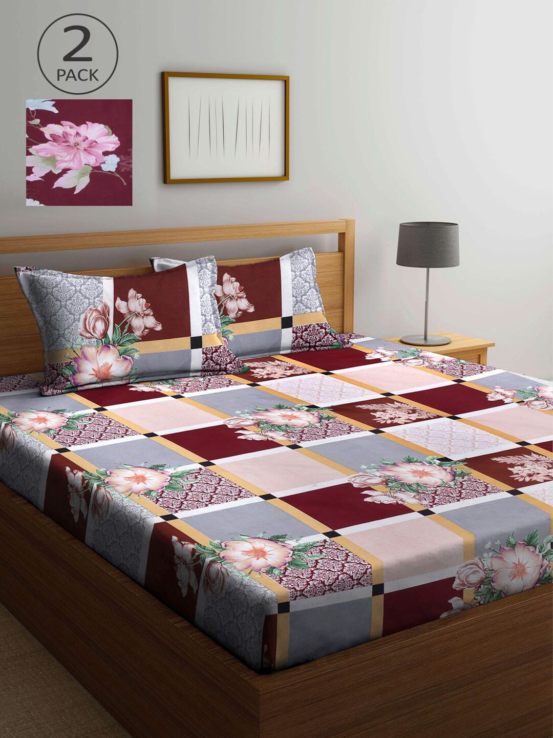 

KLOTTHE Multicoloured Geometric 210 TC 2 King Bedsheet with 4 Pillow Covers, Multi