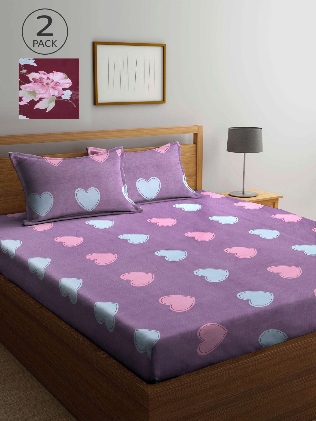 

KLOTTHE Multicoloured 210 TC 2 King Bedsheet with 4 Pillow Covers, Multi