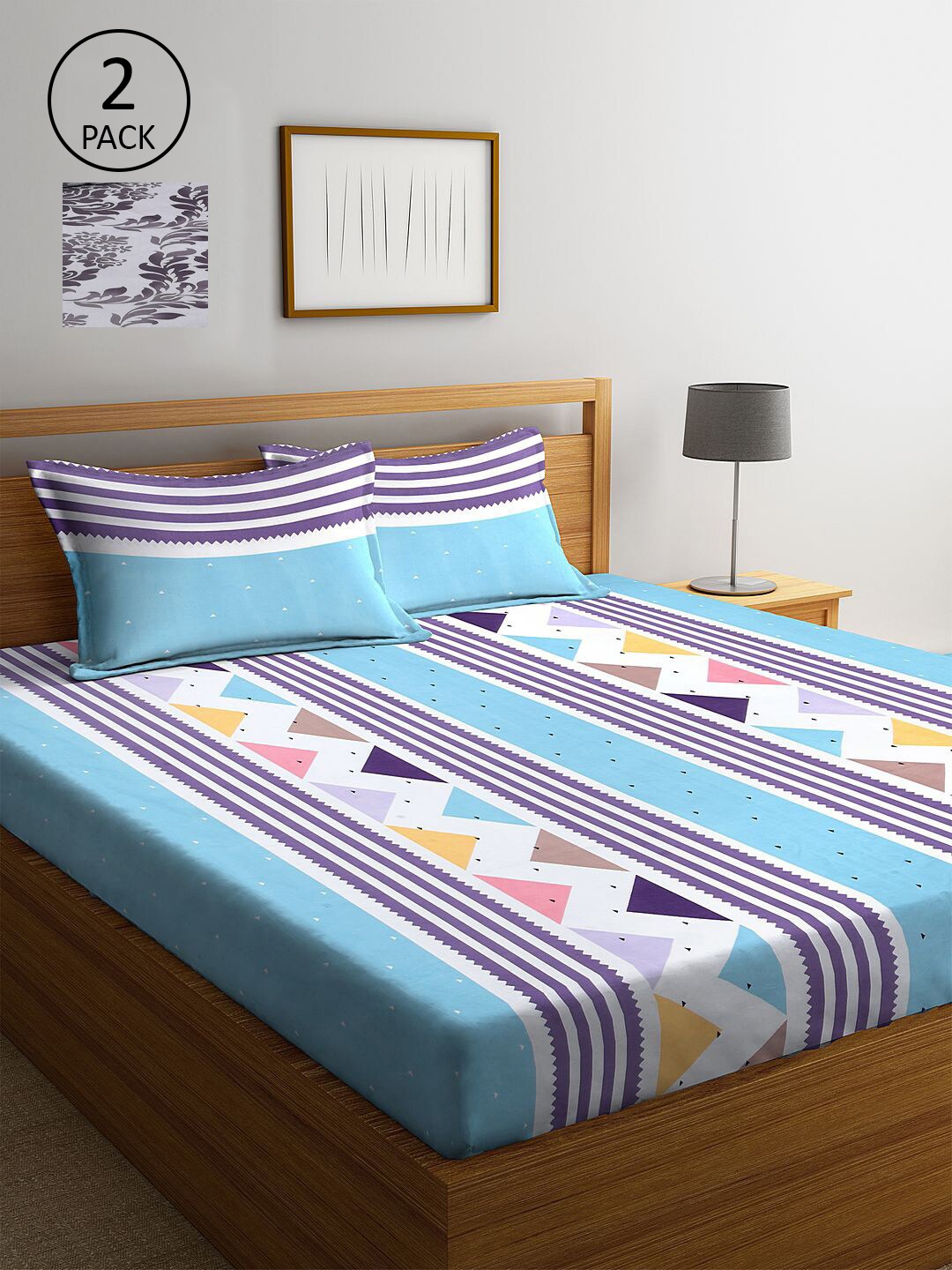 

KLOTTHE Striped 210 TC 2 King Bedsheet with 4 Pillow Covers, Multi