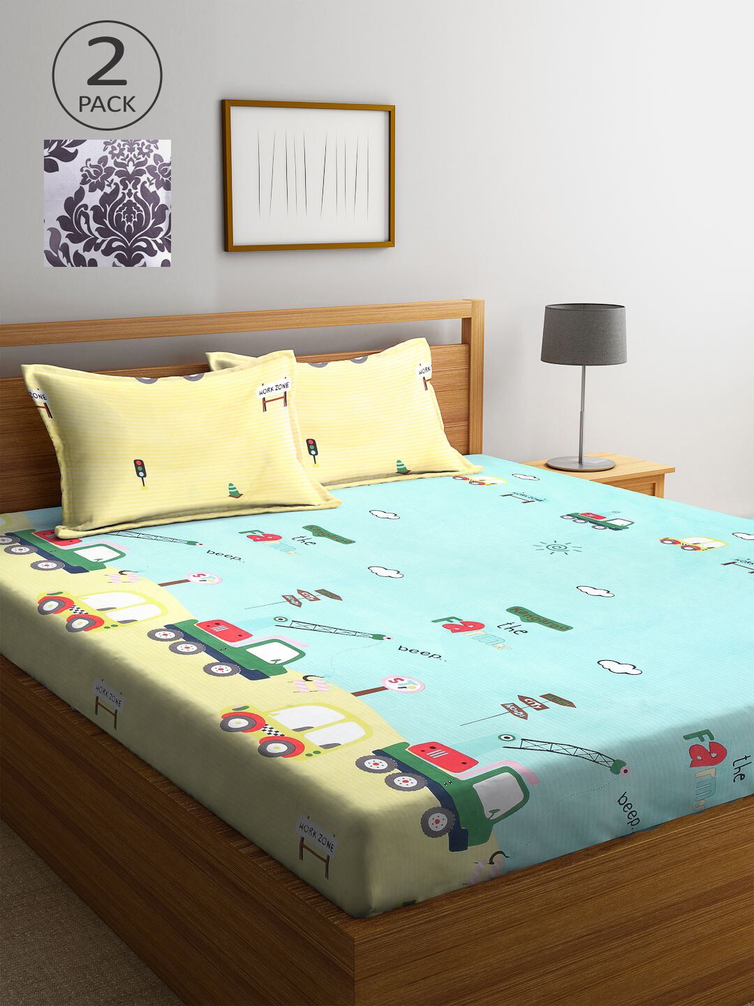 

KLOTTHE Cartoon Characters 210 TC 2 King Bedsheet with 4 Pillow Covers, Multi