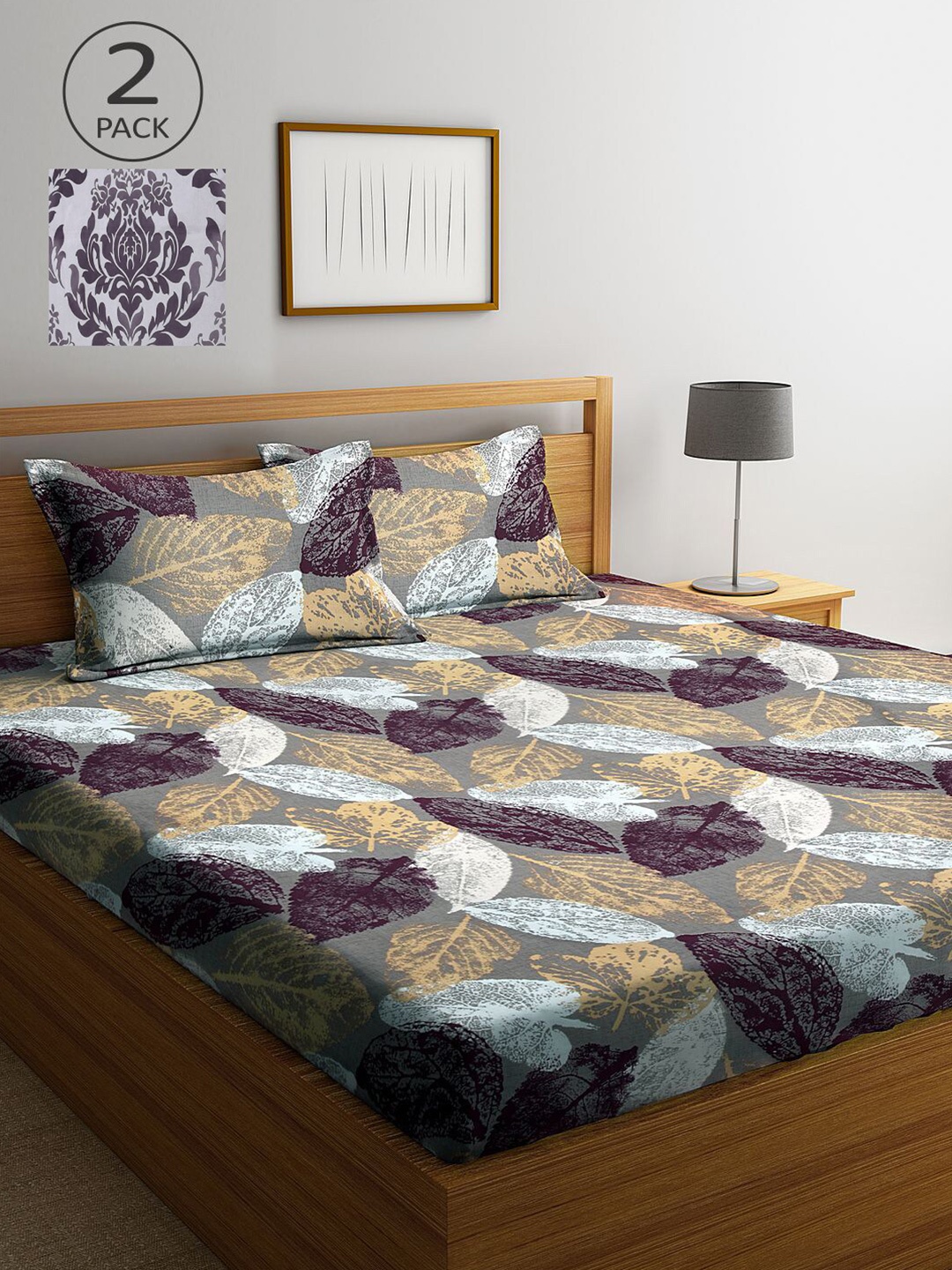 

KLOTTHE Floral 210 TC 2 King Bedsheet with 4 Pillow Covers, Multi