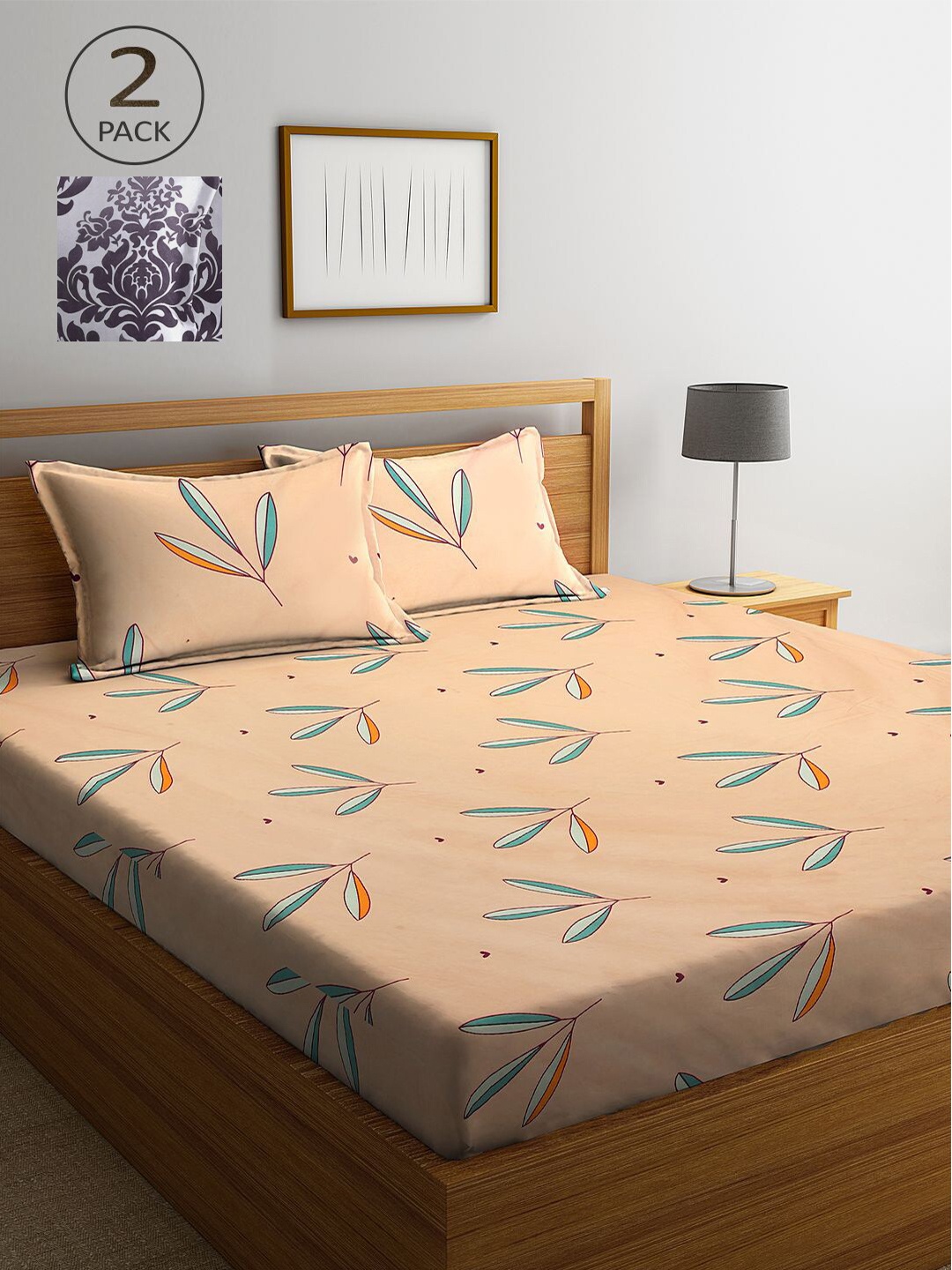 

KLOTTHE Floral 210 TC 2 King Bedsheet with 4 Pillow Covers, Multi