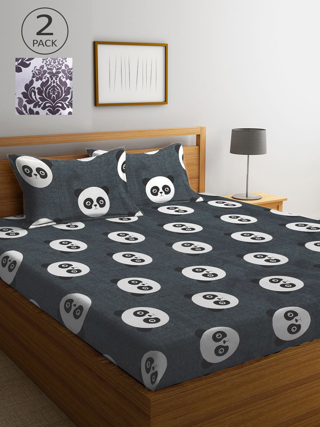

KLOTTHE Cartoon Characters 210 TC 2 King Bedsheet with 4 Pillow Covers, Multi