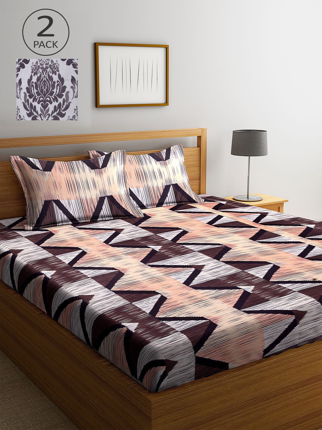 

KLOTTHE Geometric 210 TC 2 King Bedsheet with 4 Pillow Covers, Multi