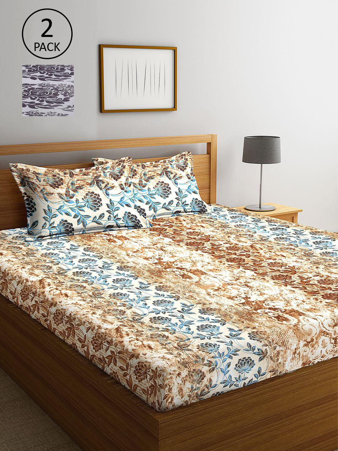 

KLOTTHE Floral 210 TC 2 King Bedsheet with 4 Pillow Covers, Multi
