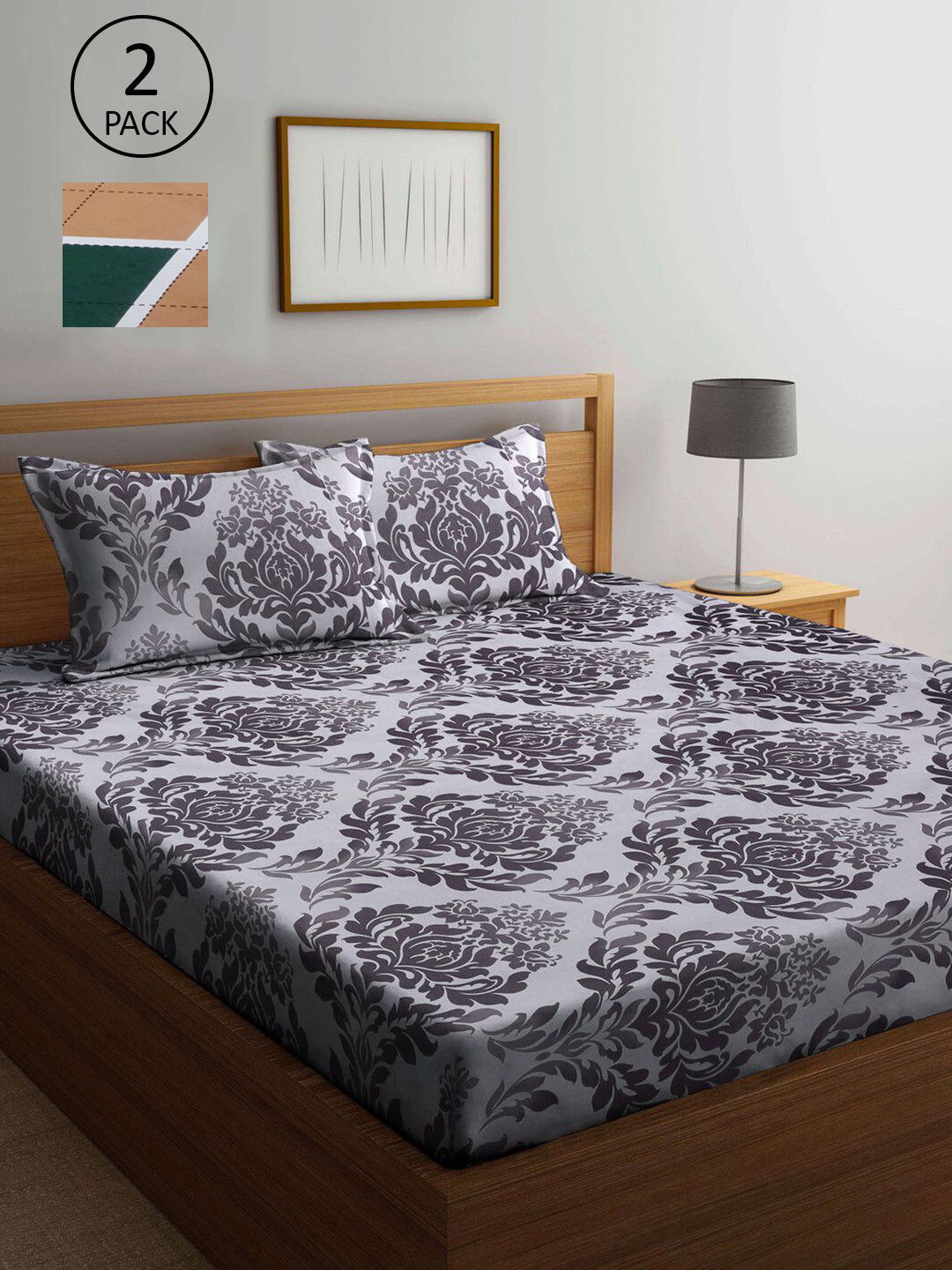 

KLOTTHE Multicoloured Floral 210 TC 2 King Bedsheet with 4 Pillow Covers, Multi