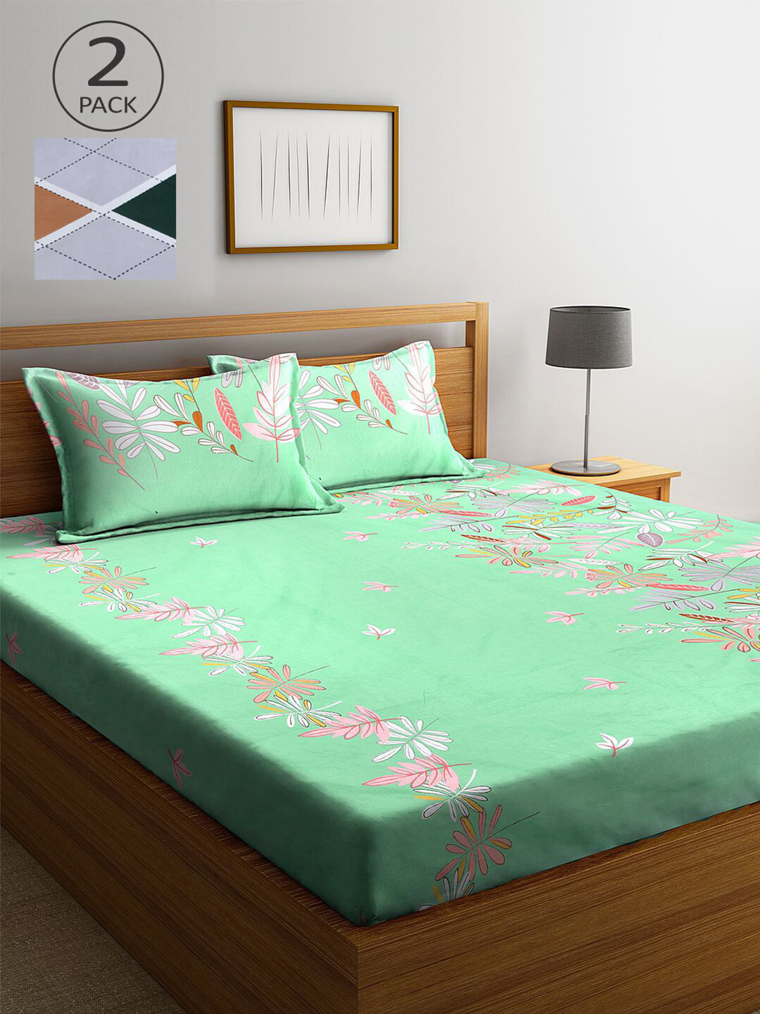 

KLOTTHE Multicoloured Floral 210 TC 2 King Bedsheet with 4 Pillow Covers, Multi