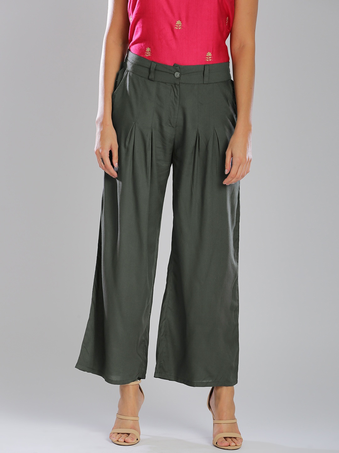 

W Women Charcoal Grey Solid Palazzos