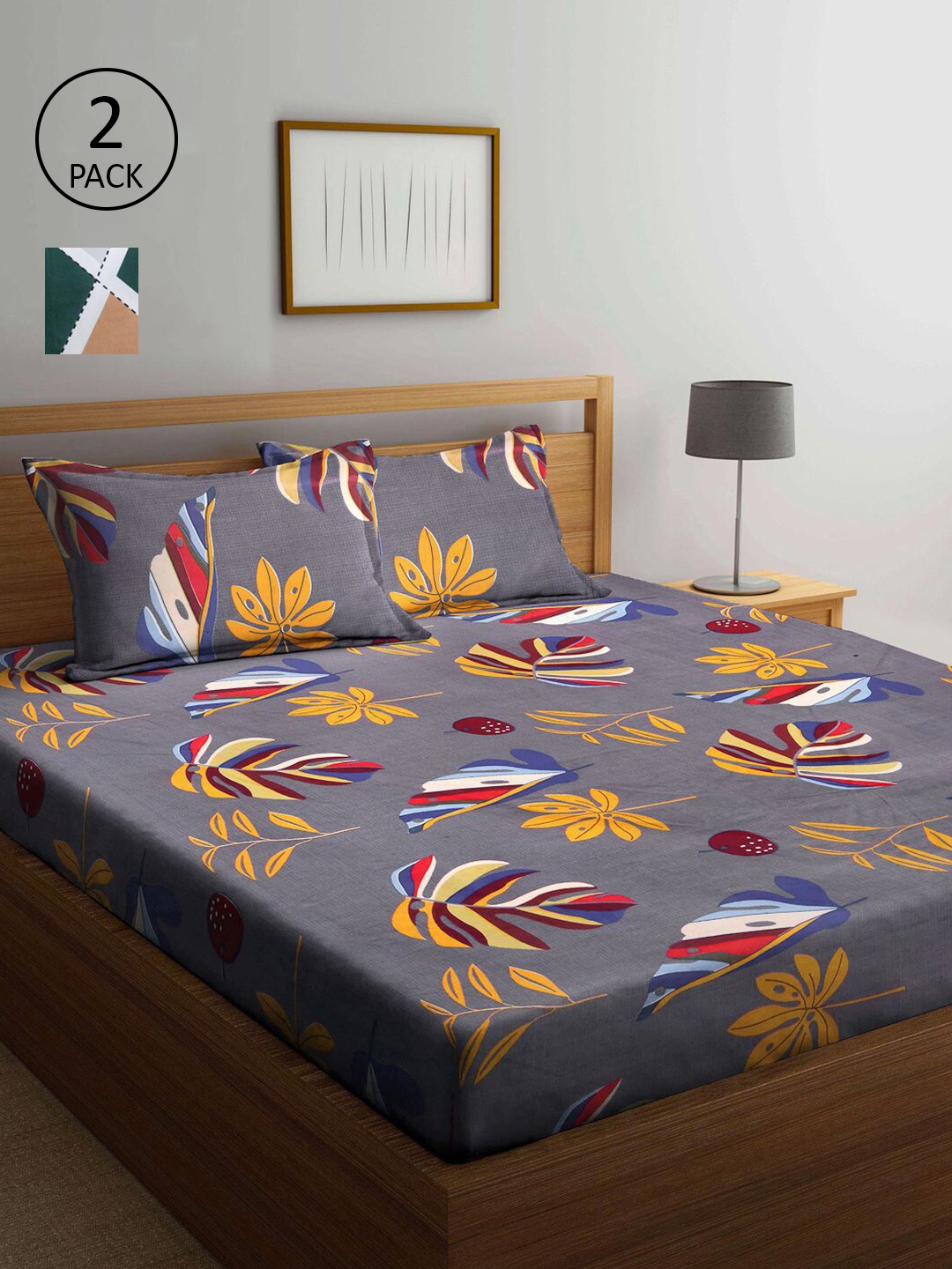 

KLOTTHE Multicoloured Floral 210 TC 2 King Bedsheet with 4 Pillow Covers, Multi