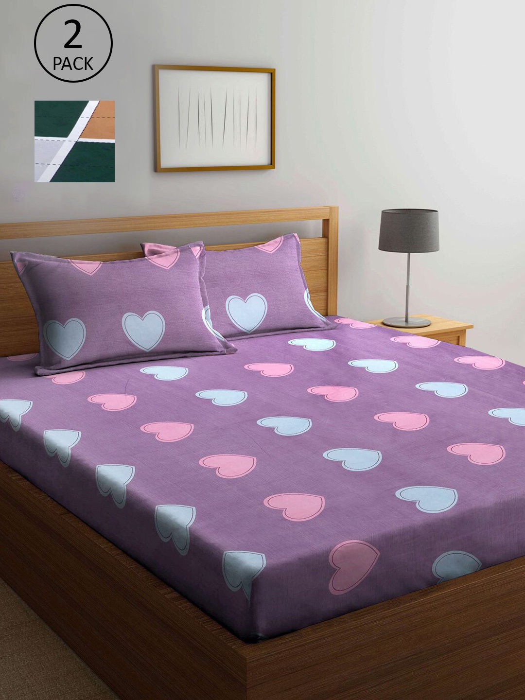 

KLOTTHE Multicoloured 210 TC 2 King Bedsheet with 4 Pillow Covers, Multi