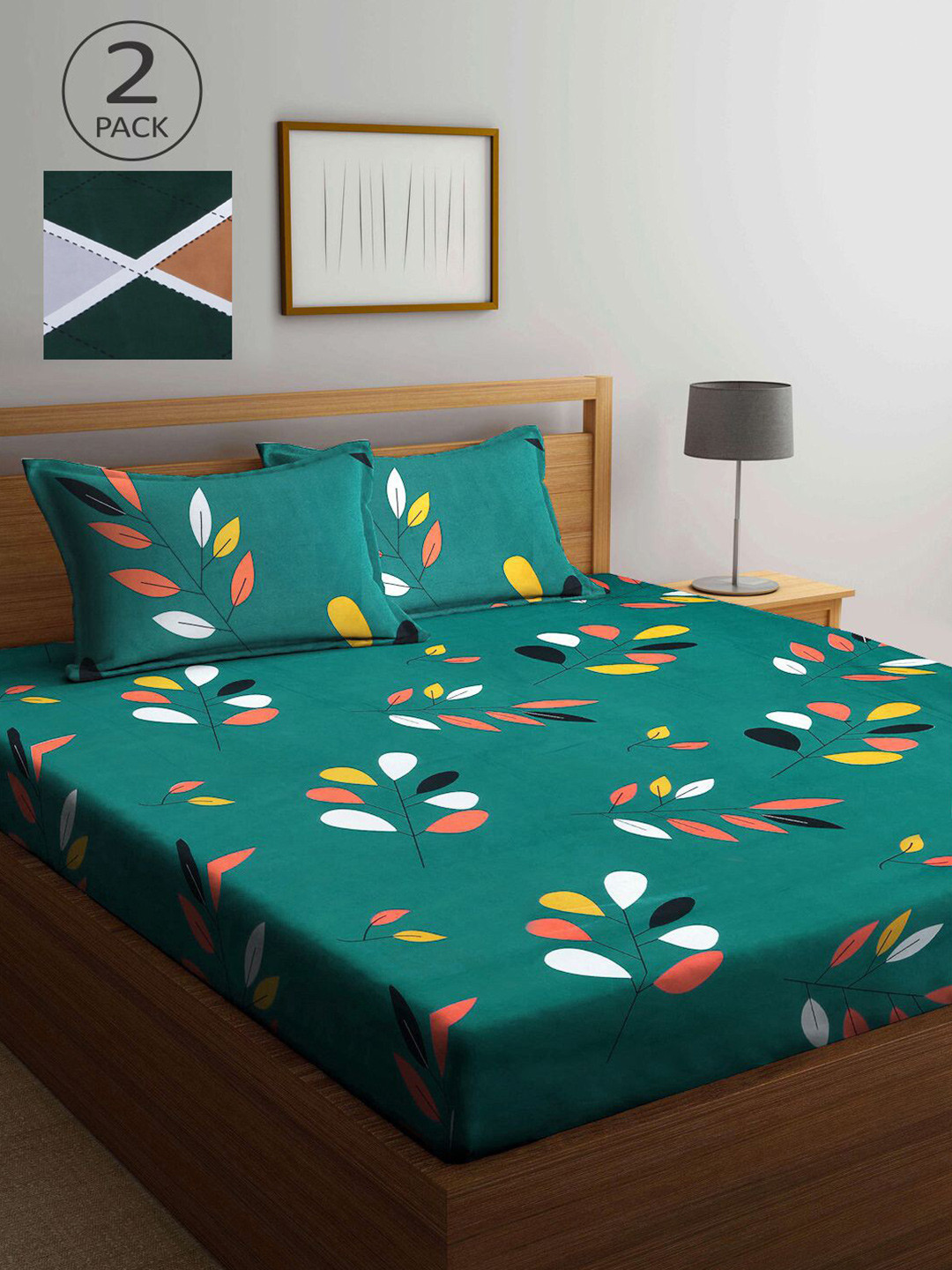 

KLOTTHE Multicoloured Floral 210 TC 2 King Bedsheet with 4 Pillow Covers, Multi
