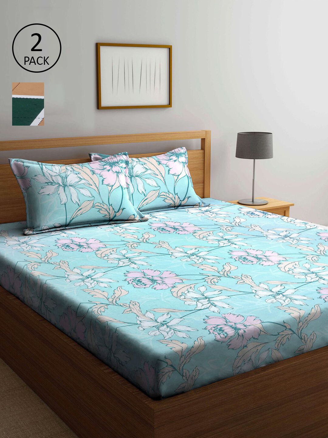 

KLOTTHE Multicoloured Floral 210 TC 2 King Bedsheet with 4 Pillow Covers, Multi