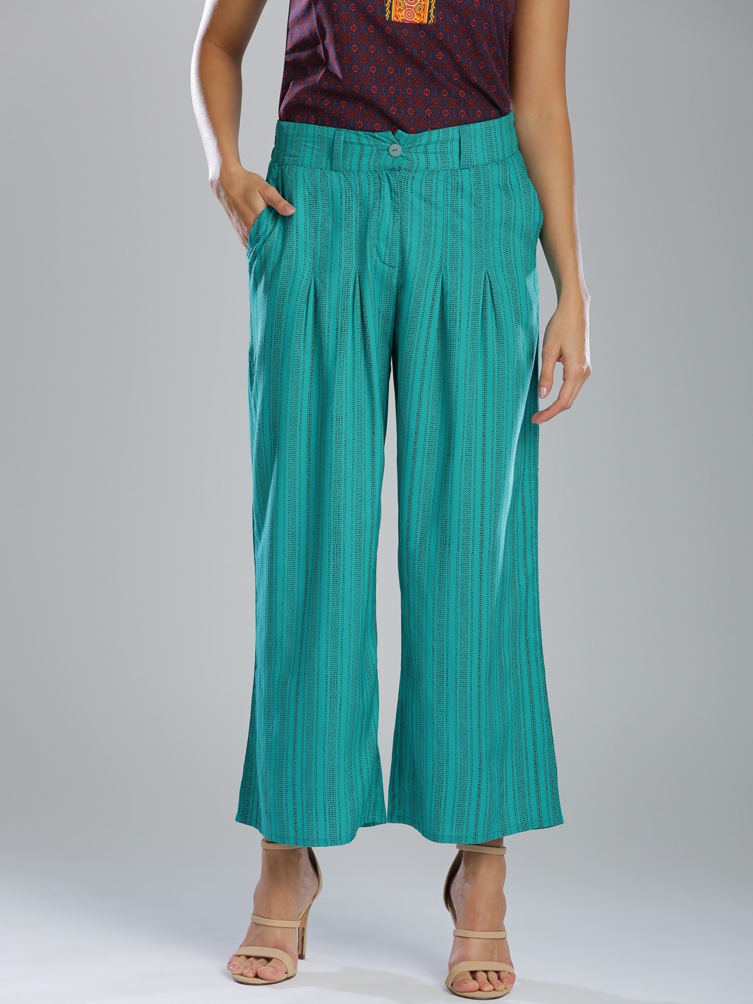 

W Green Printed Palazzo Trousers