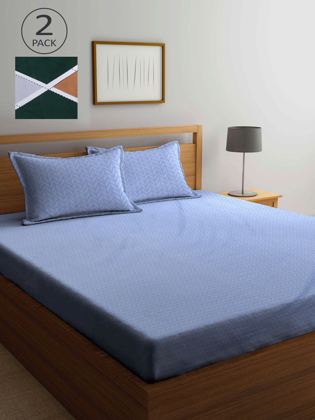 

KLOTTHE Multicoloured Geometric 210 TC 2 King Bedsheet with 4 Pillow Covers, Multi