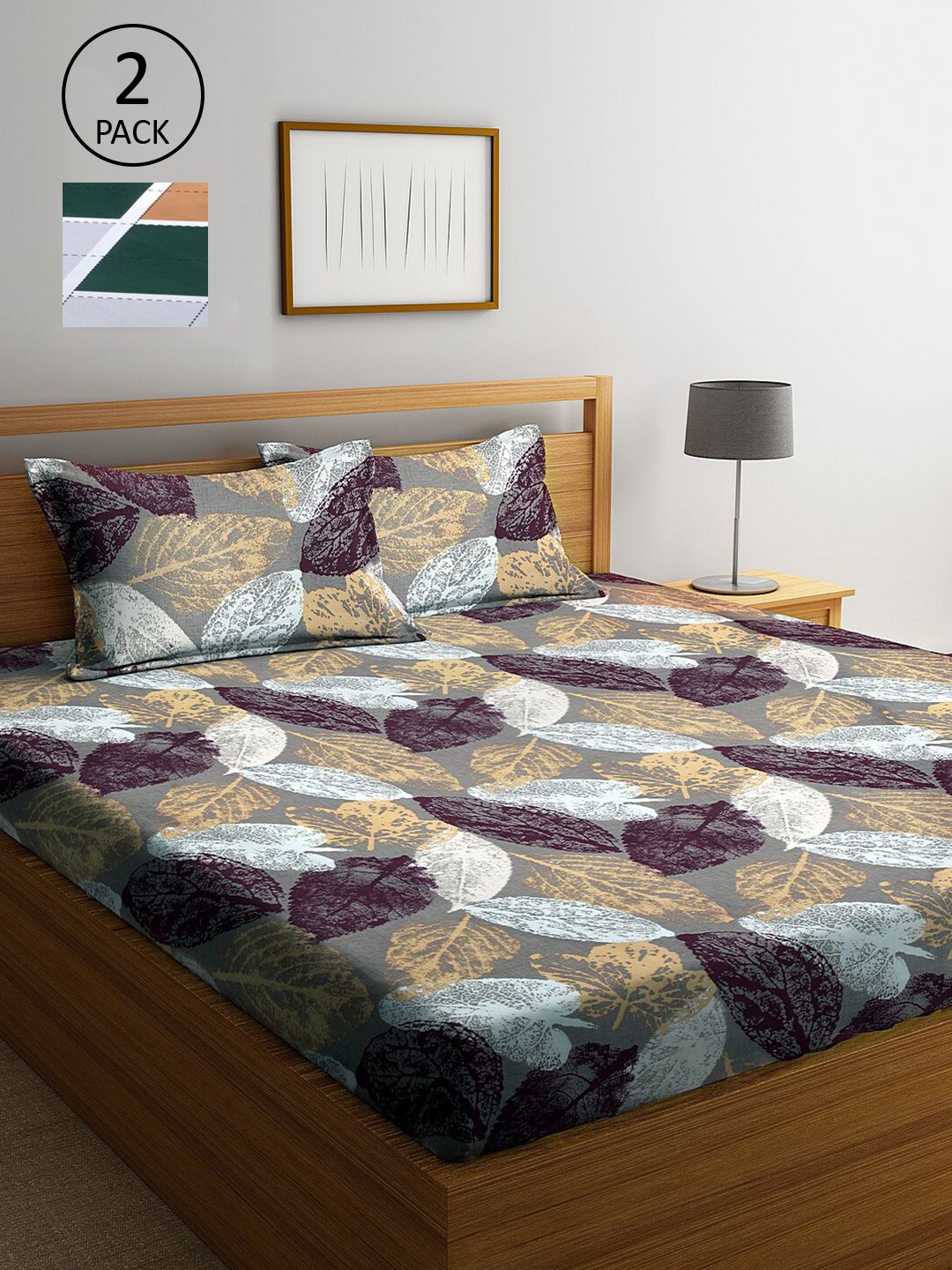 

KLOTTHE Multicoloured Floral 210 TC 2 King Bedsheet with 4 Pillow Covers, Multi