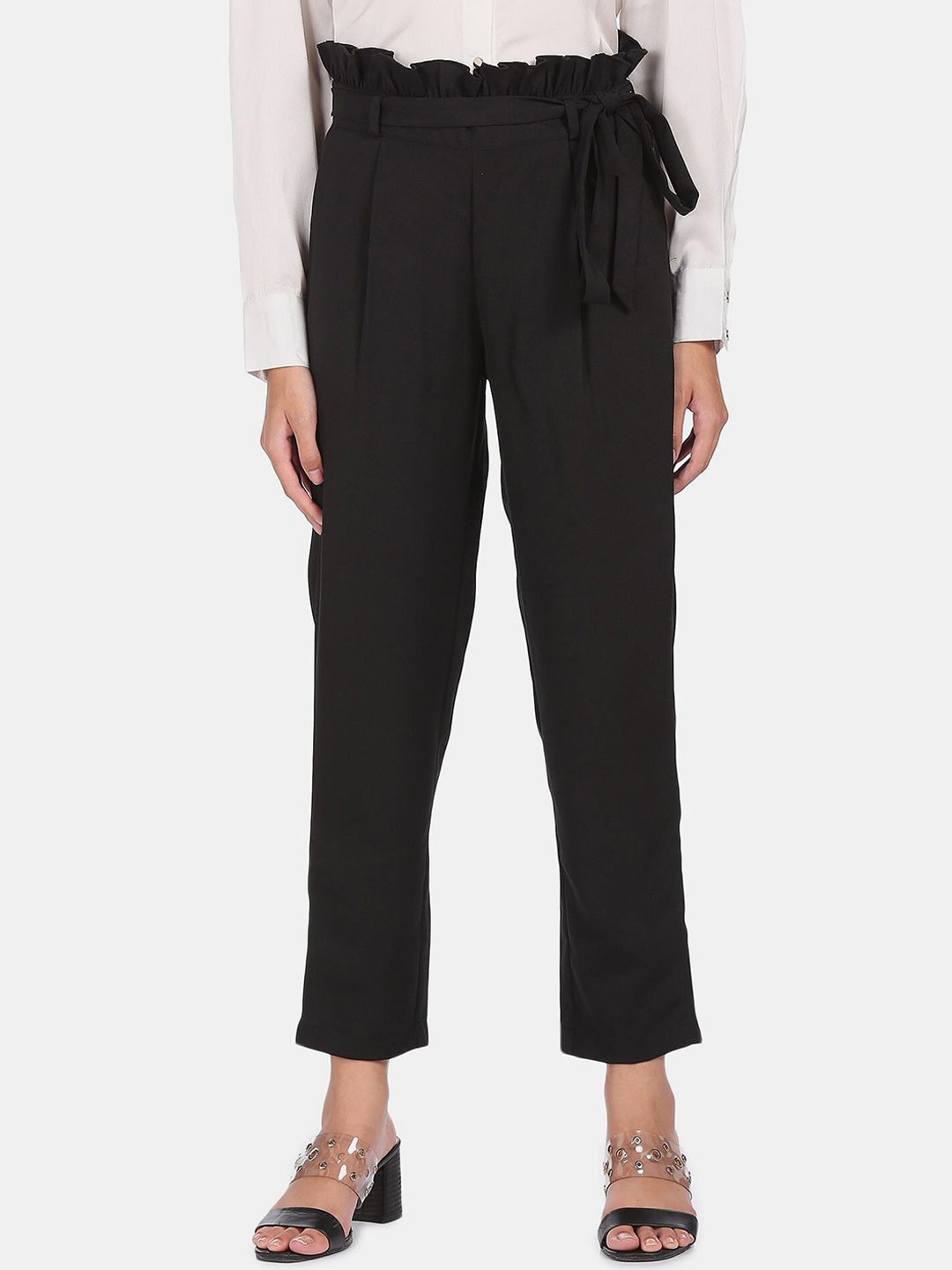 

SHFFL Women Black Pleated Trousers