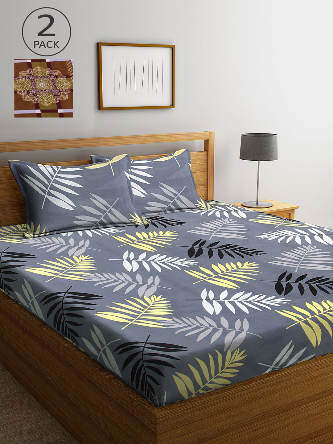 

KLOTTHE Multicoloured Floral 210 TC 2 King Bedsheet with 4 Pillow Covers, Multi
