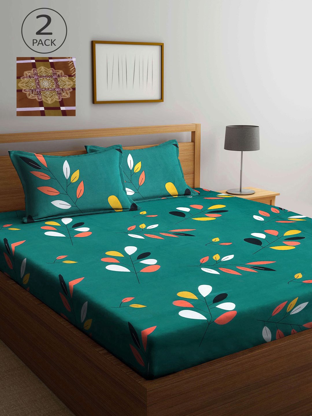 

KLOTTHE Multicoloured Floral 210 TC 2 King Bedsheet with 4 Pillow Covers, Multi