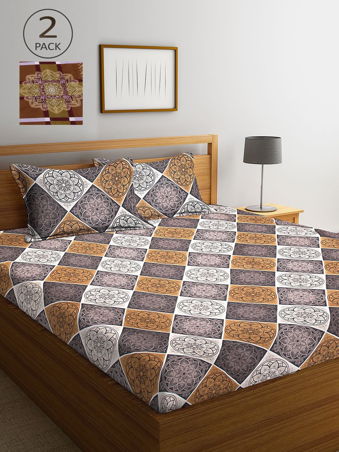 

KLOTTHE Multicoloured Floral 210 TC 2 King Bedsheet with 4 Pillow Covers, Multi