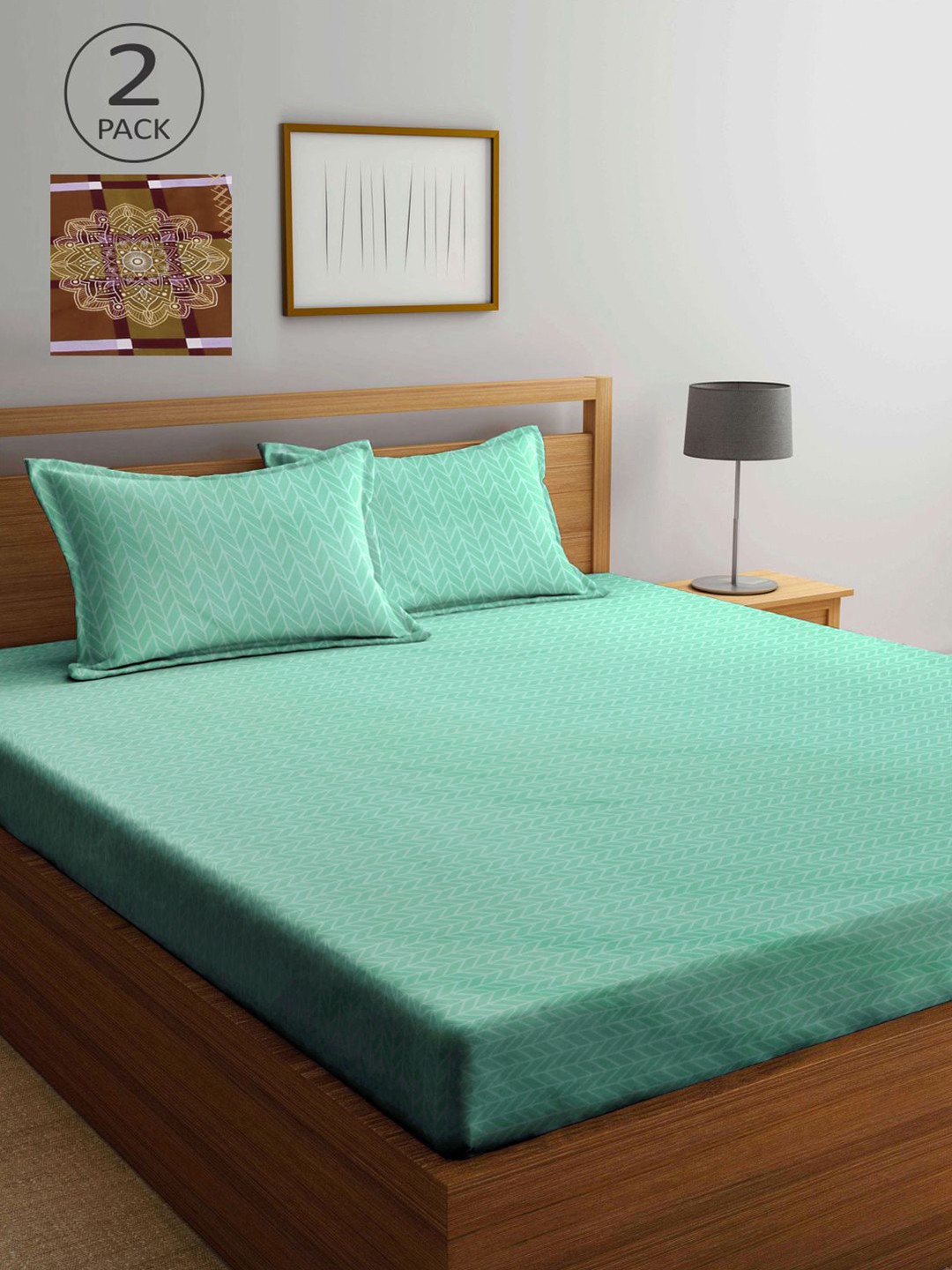 

KLOTTHE Multicoloured Geometric 210 TC 2 King Bedsheet with 4 Pillow Covers, Multi