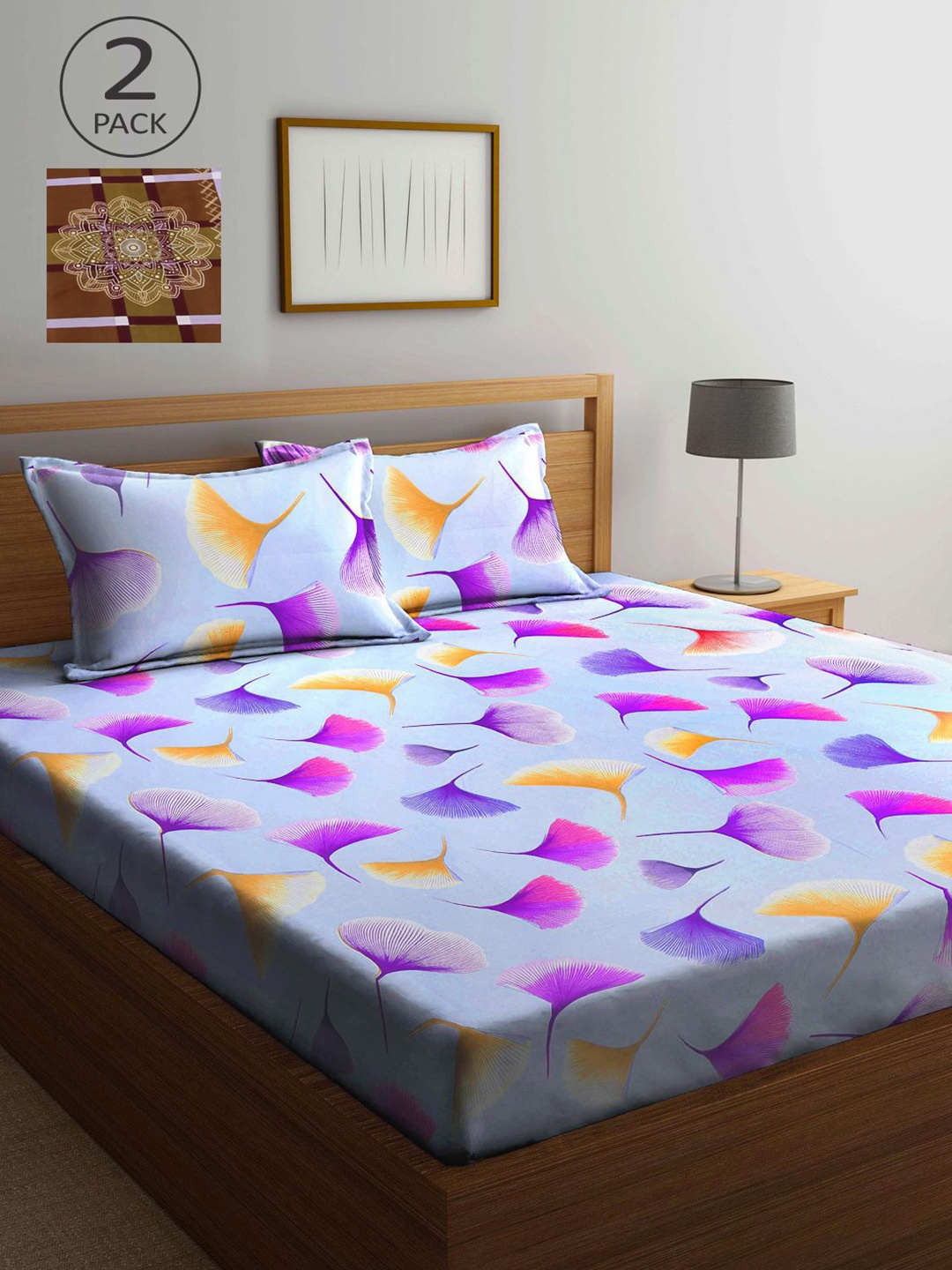 

KLOTTHE Multicoloured Floral 210 TC 2 King Bedsheet with 4 Pillow Covers, Multi