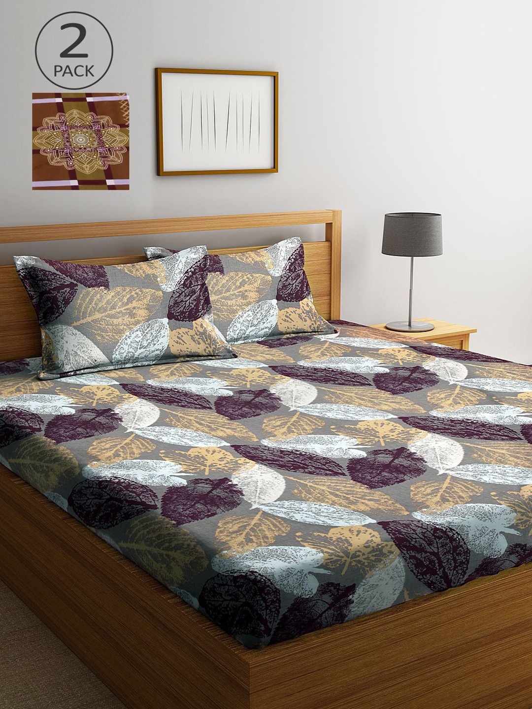 

KLOTTHE Multicoloured Floral 210 TC 2 King Bedsheet with 4 Pillow Covers, Multi