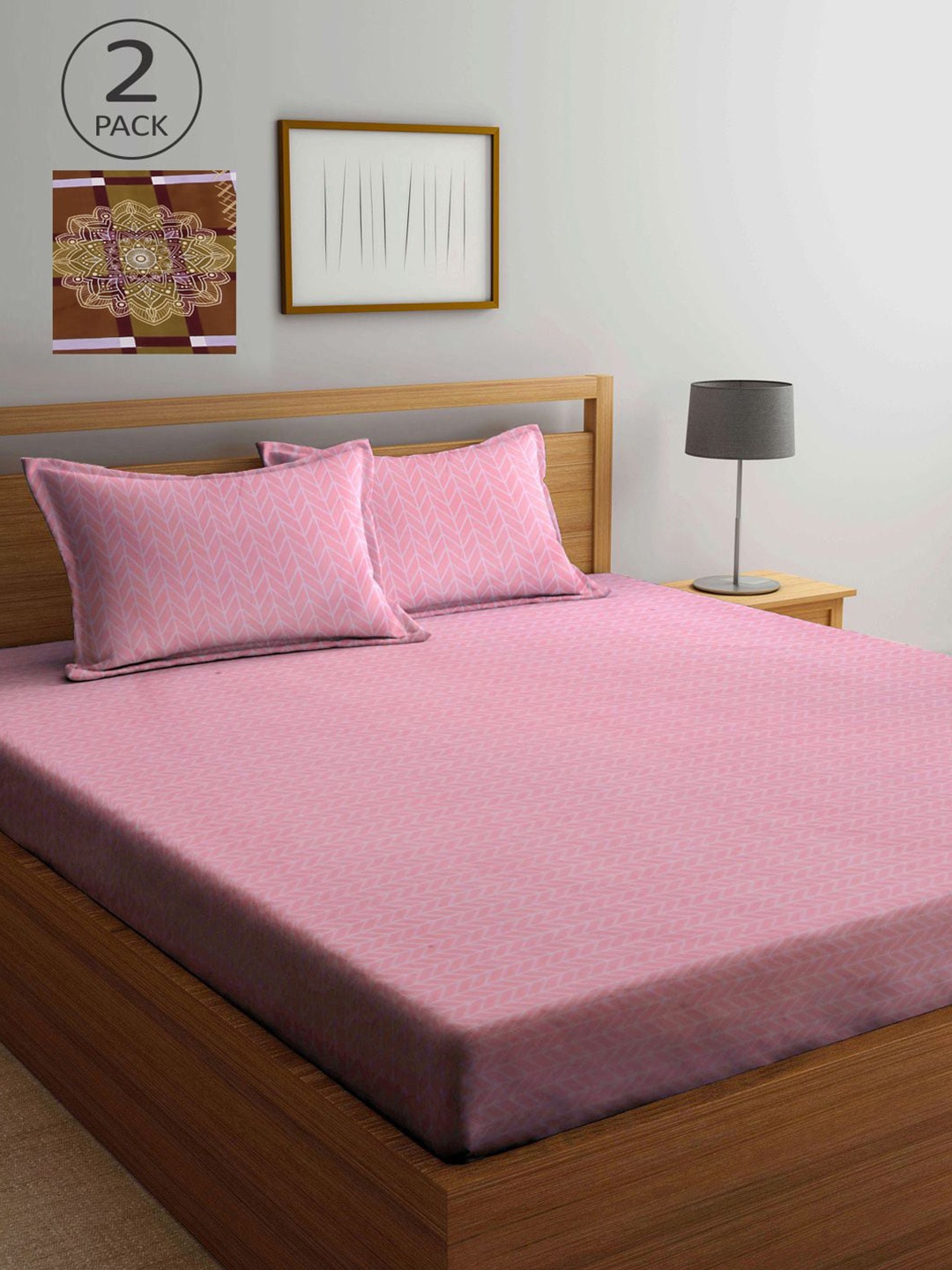 

KLOTTHE Multicoloured Geometric 210 TC 2 King Bedsheet with 4 Pillow Covers, Multi