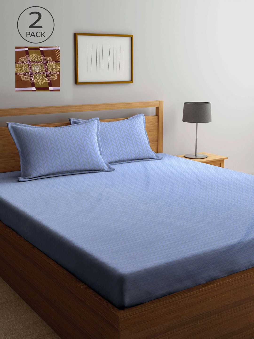 

KLOTTHE Multicoloured Geometric 210 TC 2 King Bedsheet with 4 Pillow Covers, Multi