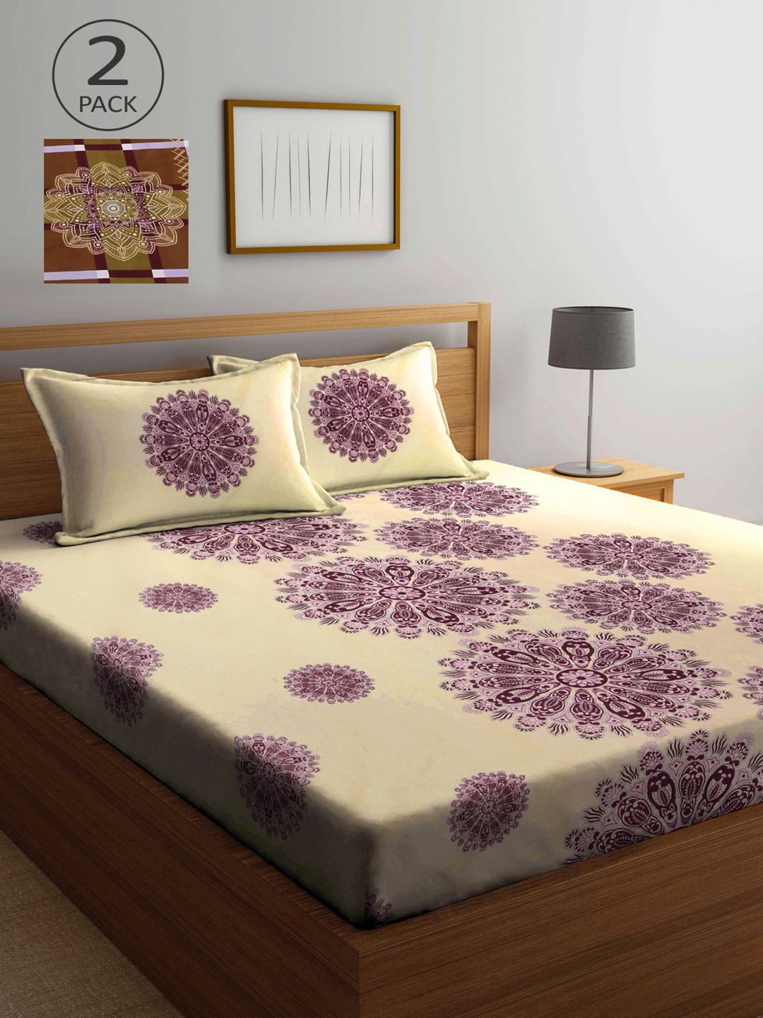 

KLOTTHE Multicoloured Geometric 210 TC 2 King Bedsheet with 4 Pillow Covers, Multi