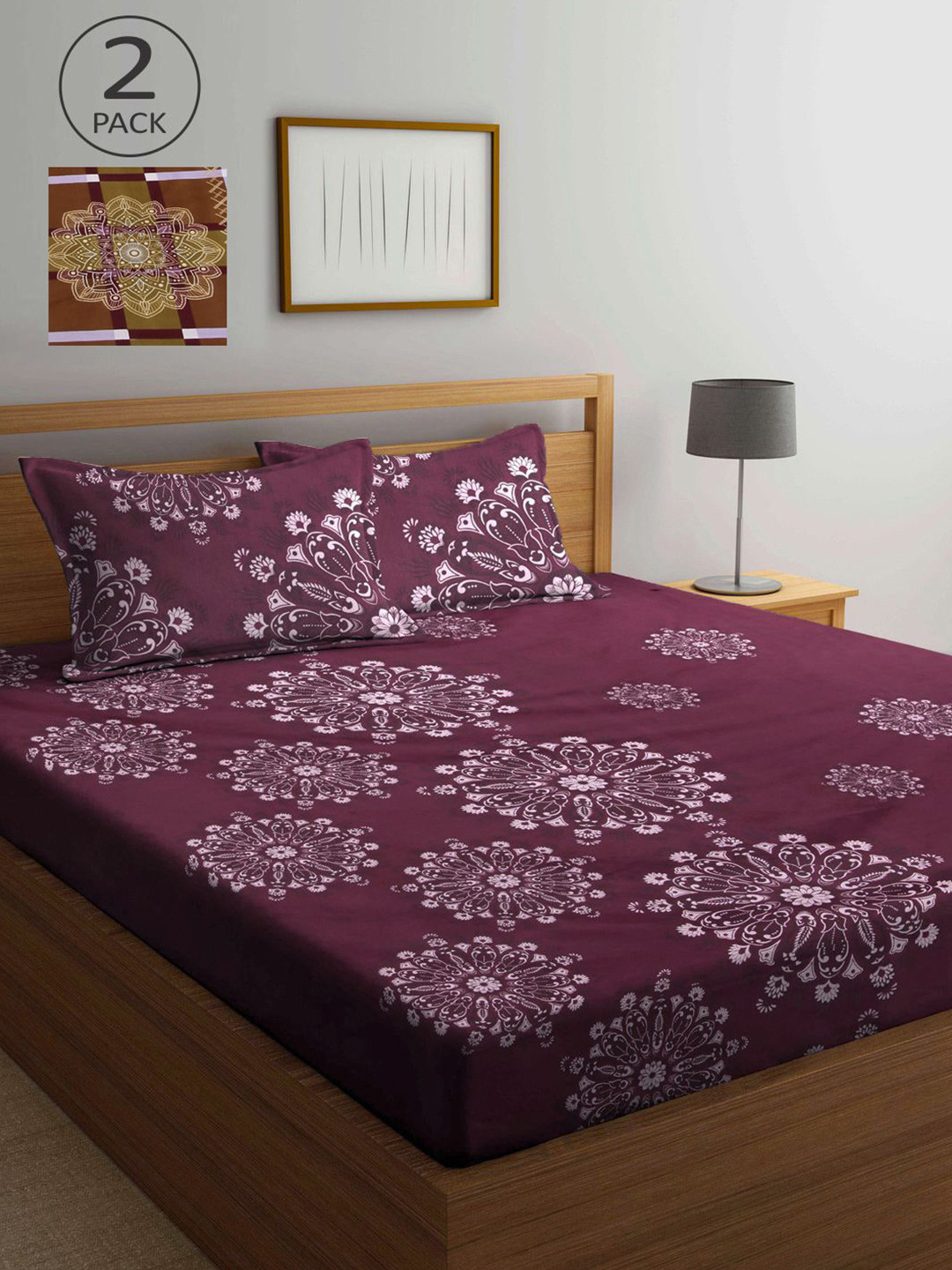 

KLOTTHE Multicoloured Floral 210 TC 2 King Bedsheet with 4 Pillow Covers, Multi