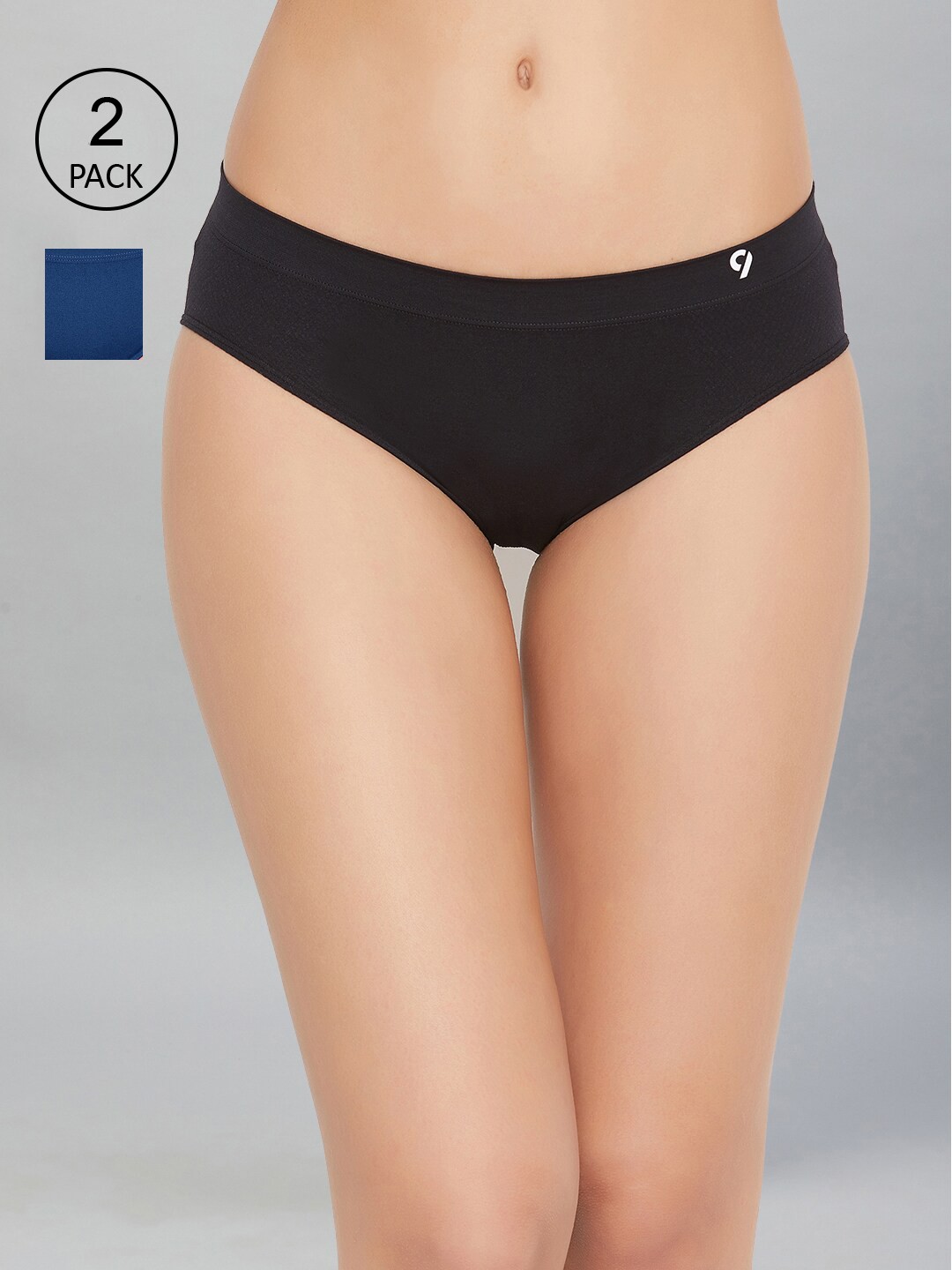 

C9 AIRWEAR Pack of 2 Women Teal Blue & Black Mid-Rise Briefs - P1183_Dbu_Blk
