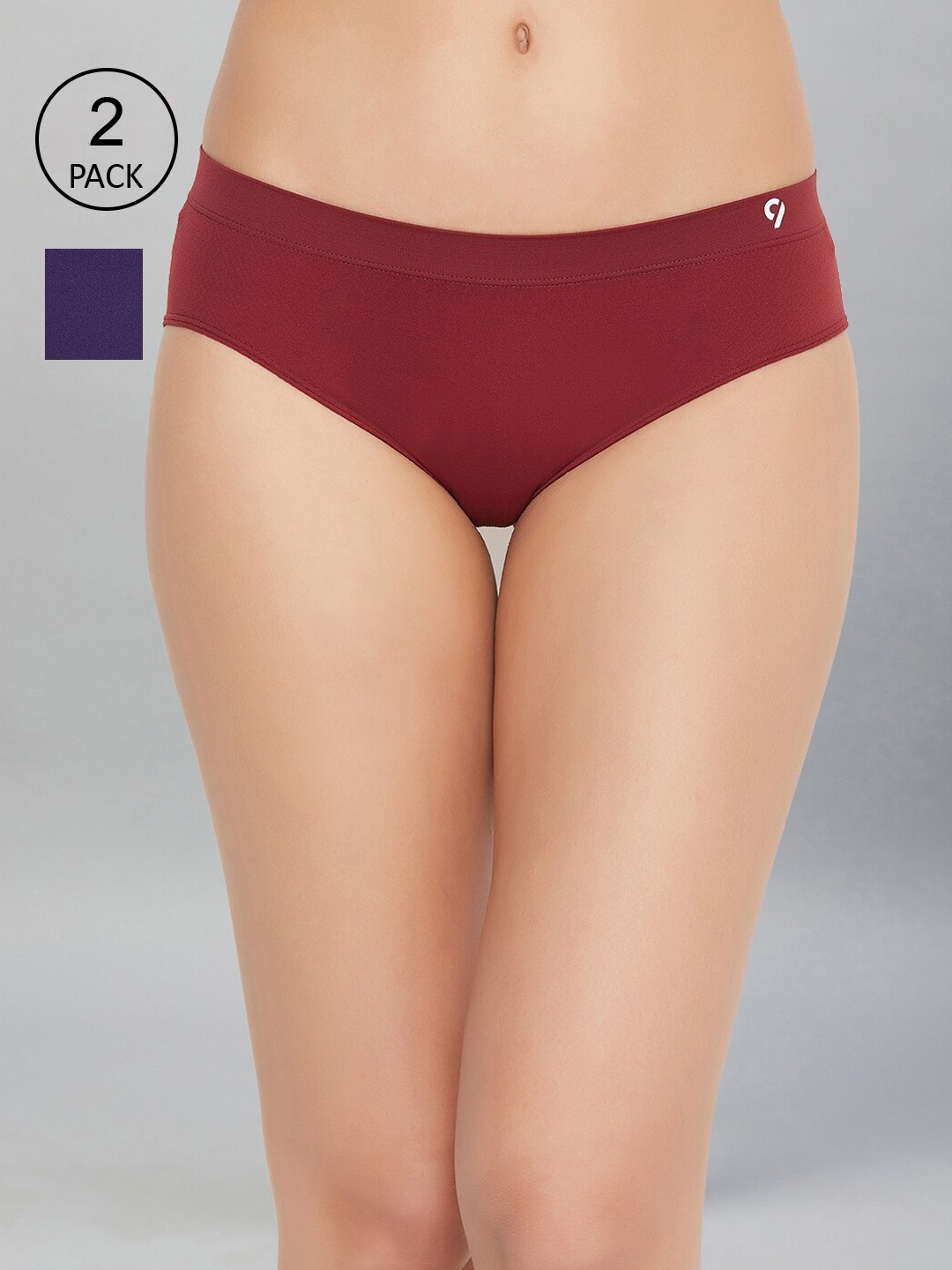 

C9 AIRWEAR Women Pack Of 2 Maroon & Blue Mid-Rise Basic Briefs