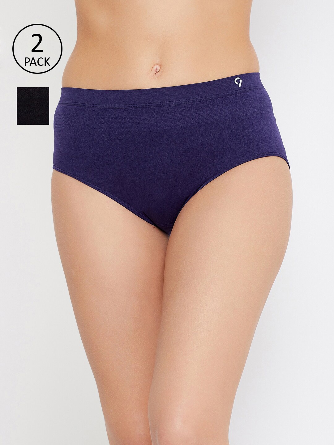 

C9 AIRWEAR Women Pack Of 2 Blue & Black Mid-Rise Basic Briefs